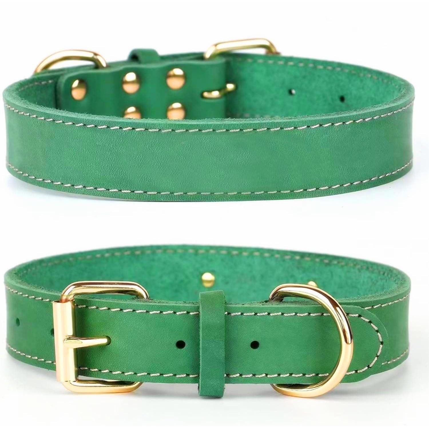 LuxusKollektion Hunde-Halsband Hundehalsband Leder Grün XL, Leder
