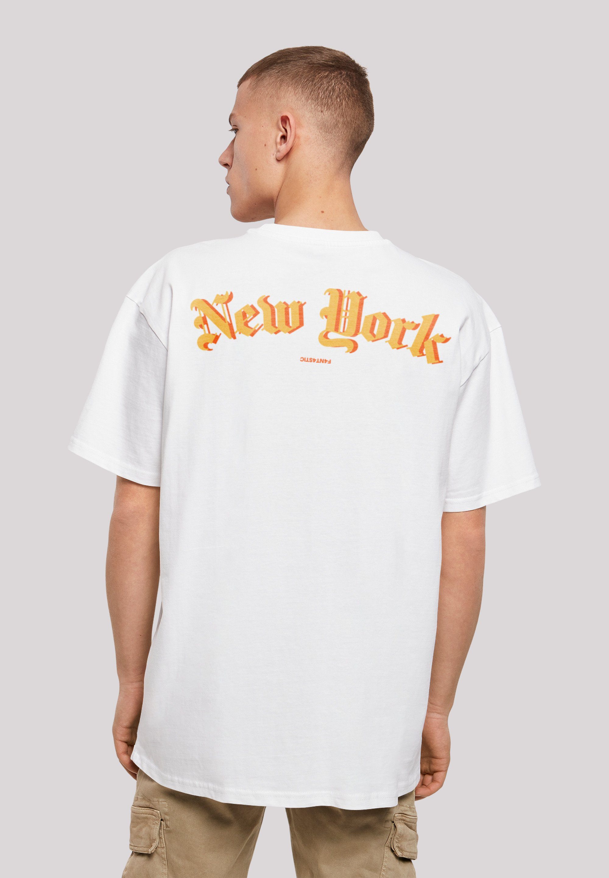F4NT4STIC T-Shirt New York Orange OVERSIZE TEE Print weiß