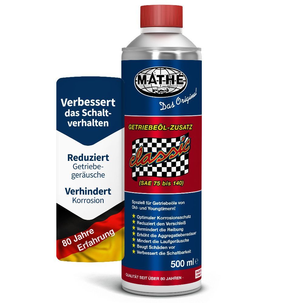 MATHY Getriebezusatz MATHÉ Classic Getriebeöl-Zusatz SAE 75W-140 500 ml, 0,5 l, Korrosionsschutz & Verschleißreduzierung für Oldtimer