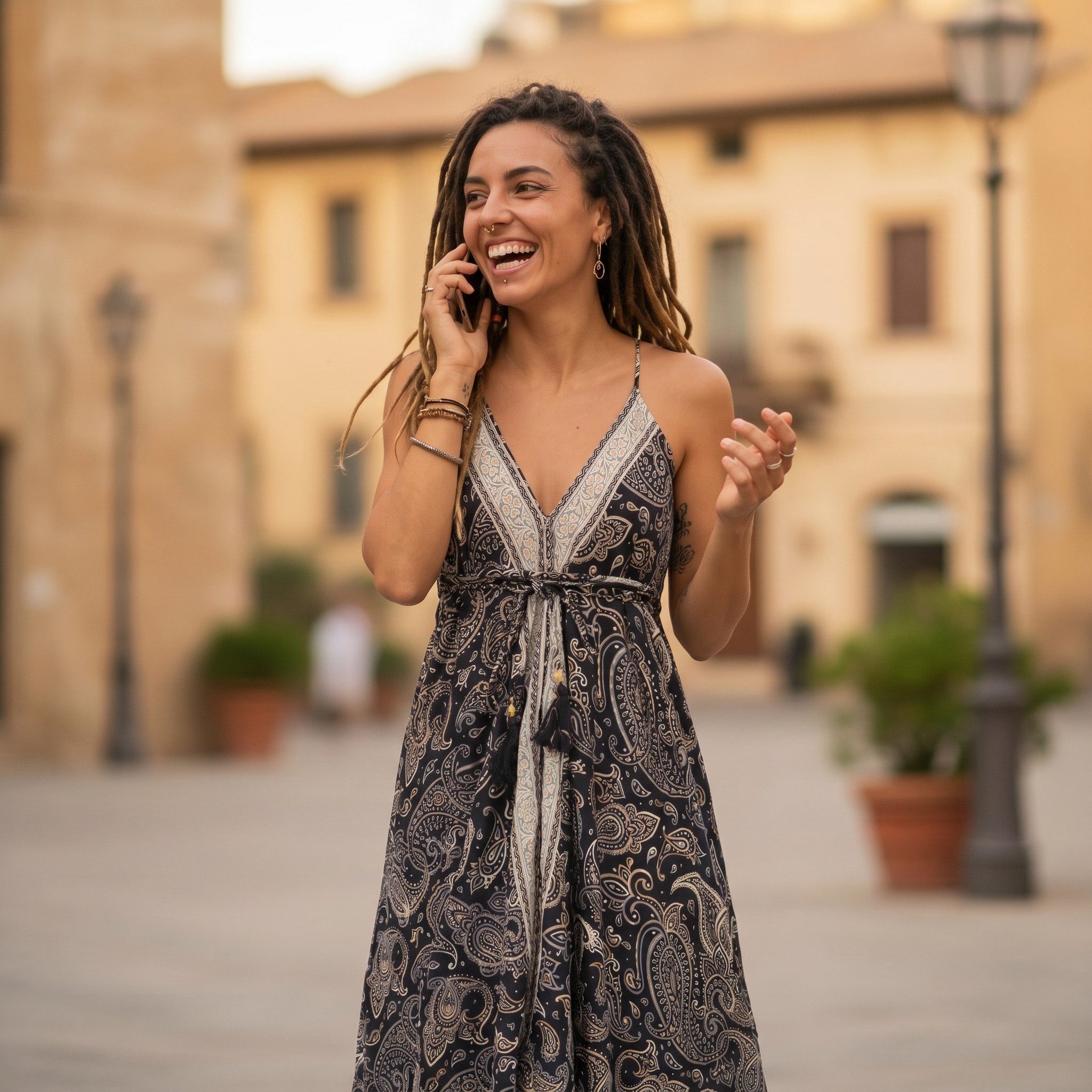 Guru-Shop Midikleid Boho Sommerkleid, Magic Dress, seidiges.. alternative Bekleidung