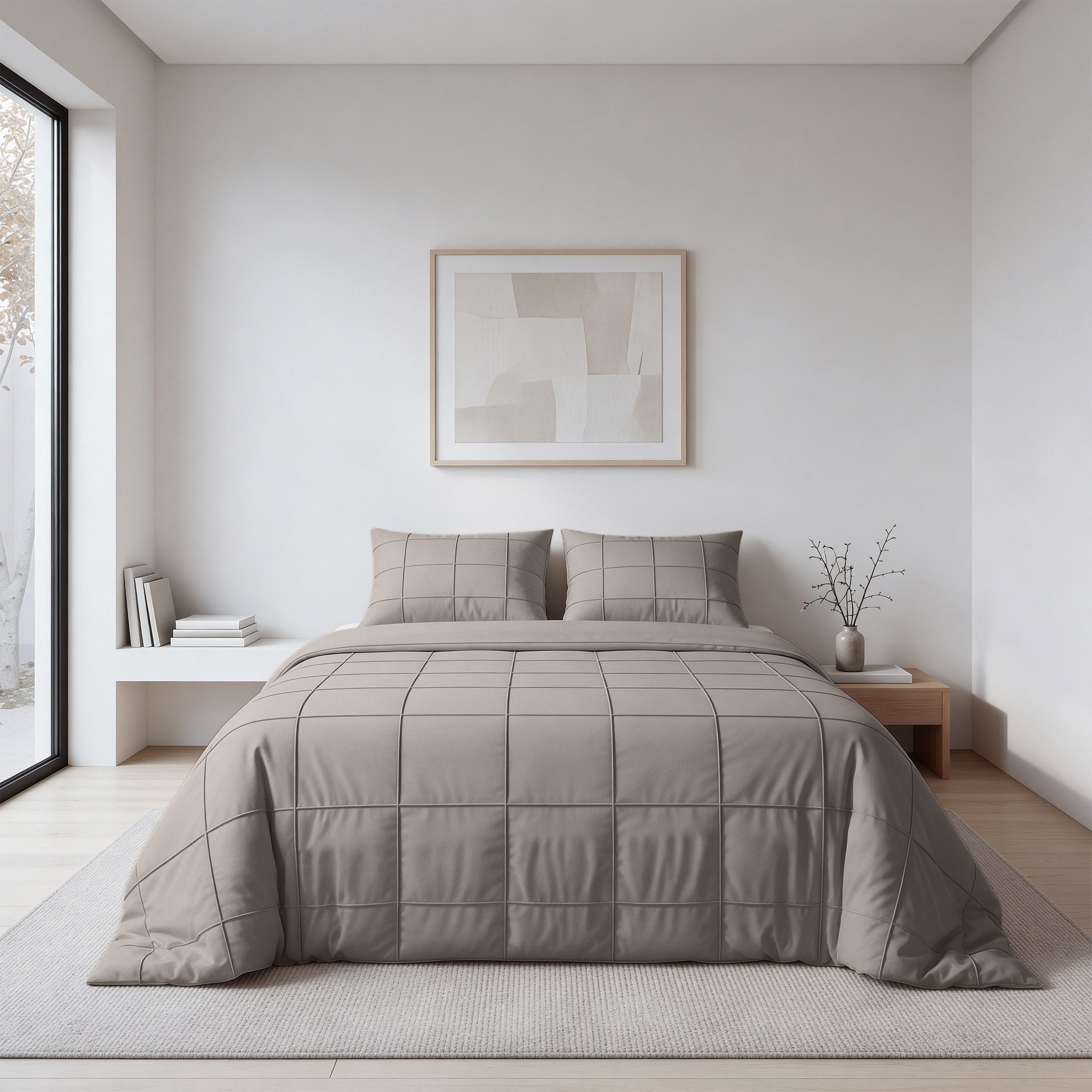 Sitheim® Bettwäsche SLEEPTIME FRESH CHECK PINTUCK Bettbezug & Kissenbezüge, Mikrofaser, 3 teilig
