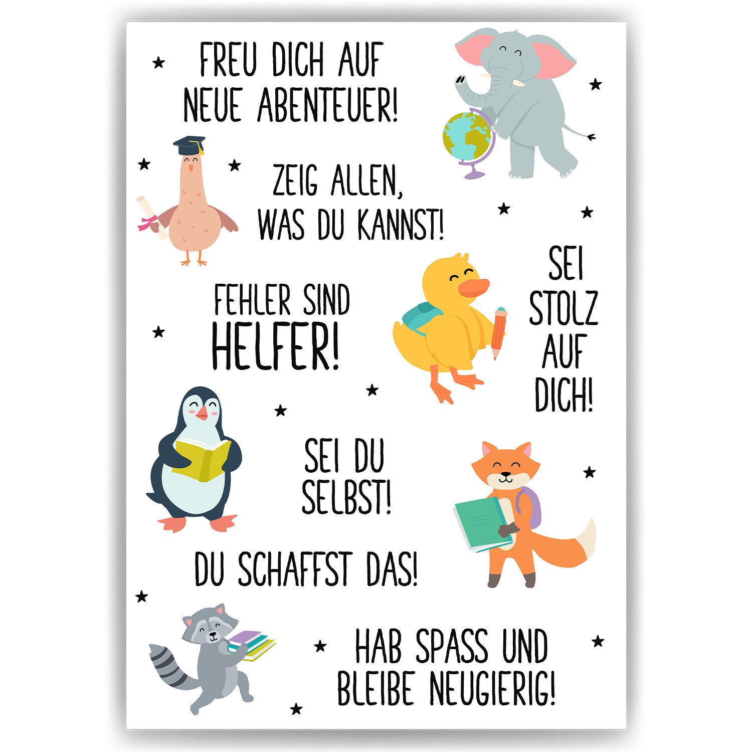Tigerlino Poster Geschenk zum Schulanfang Affirmationsposter Einschulung Mutmacher