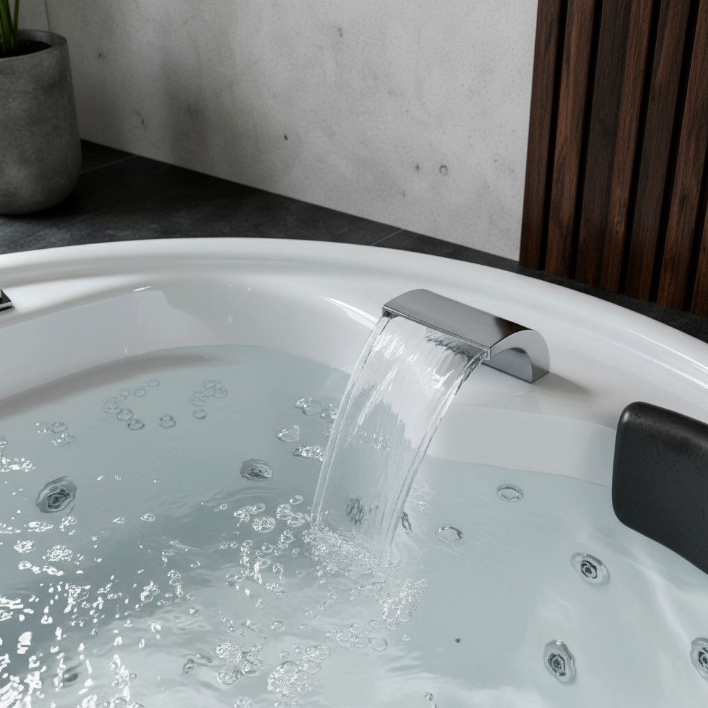 Caribia Whirlpool-Badewanne Vidal-XXL Basic / 186x186 Eckig - 18 Düsen LED & Wasserfall