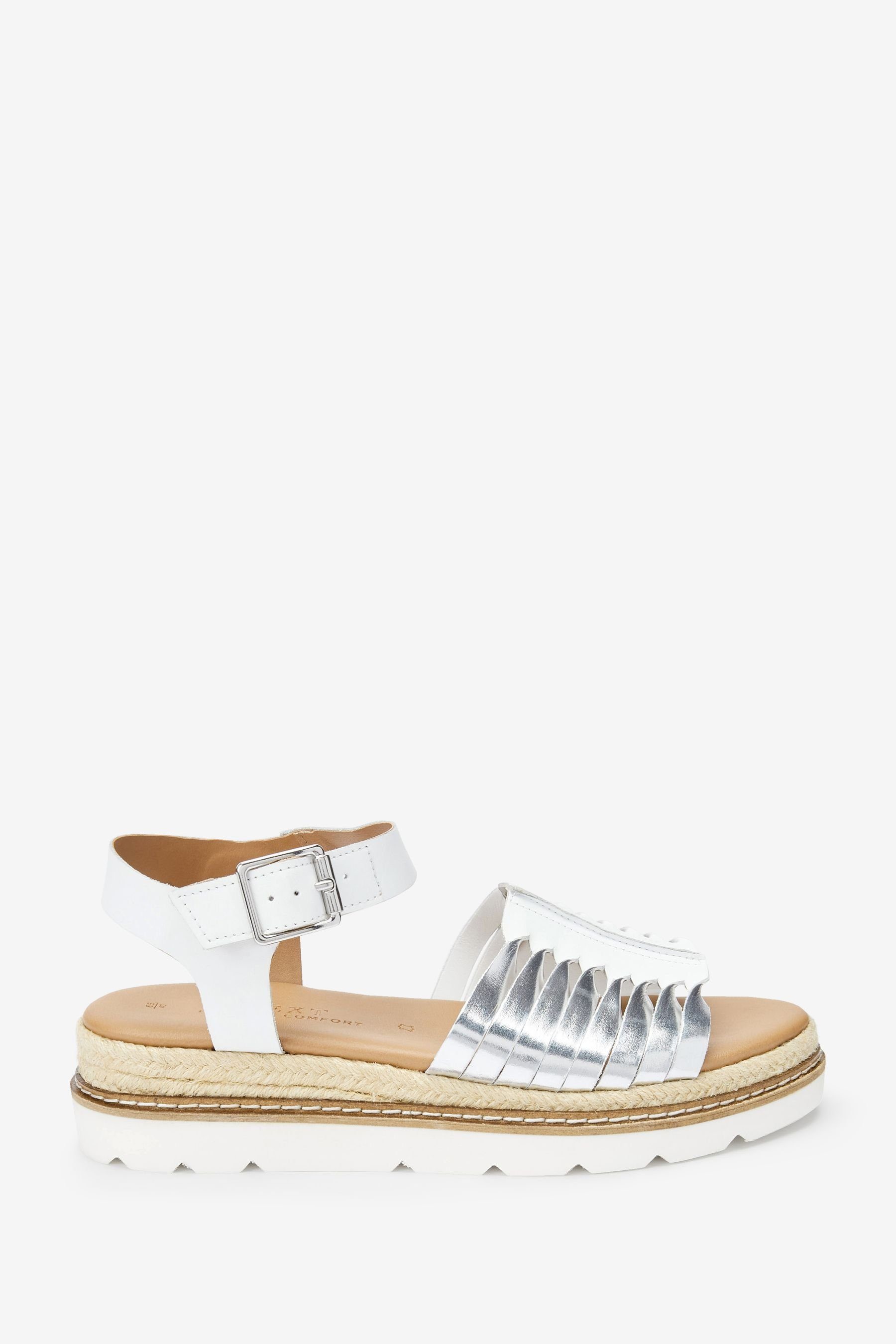 Next Forever Comfort® Flatform-Sandaletten aus Leder Sandale (1-tlg) White/Silver
