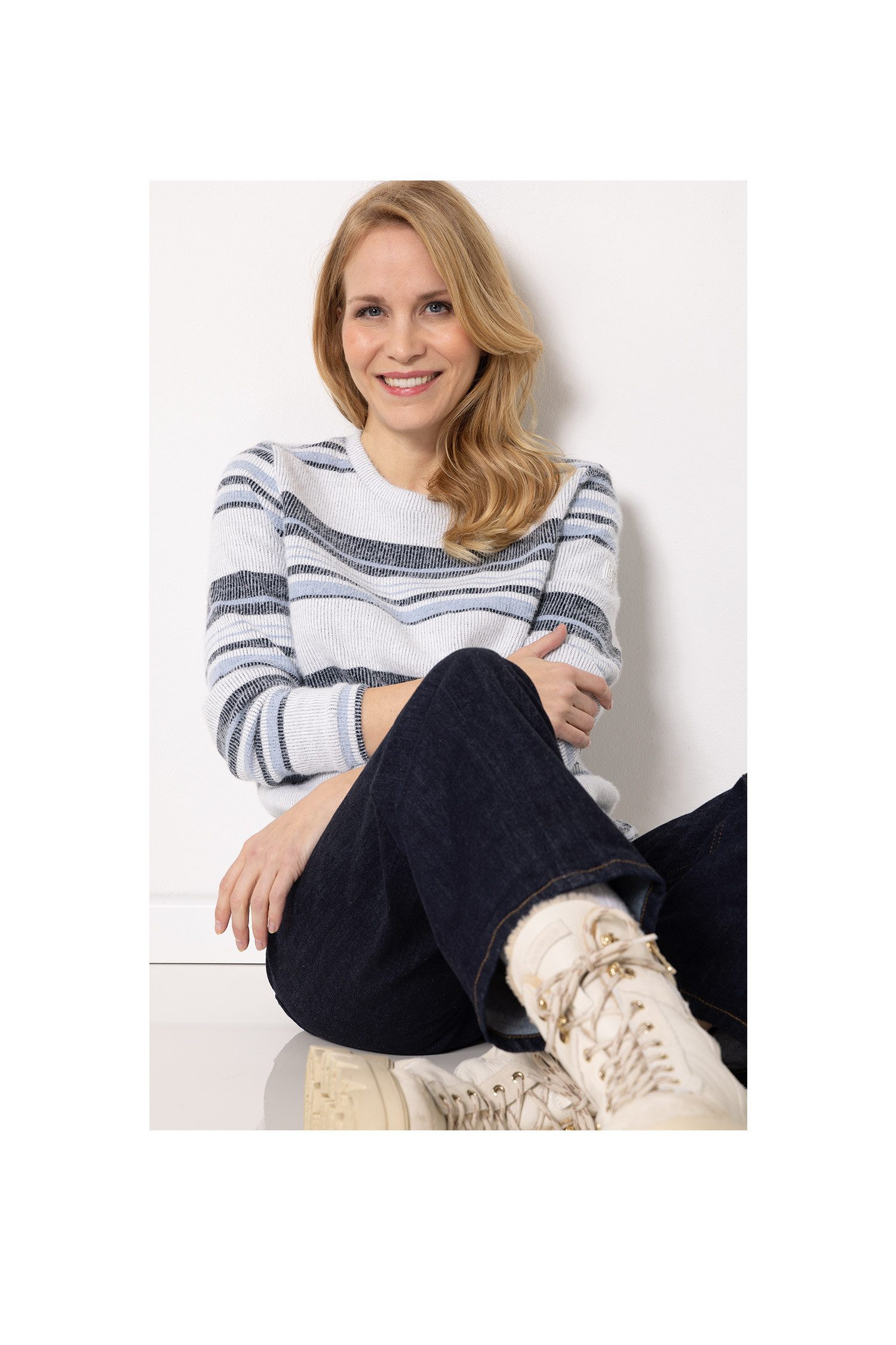 SER Sweatshirt Sweatshirt Ringel mit Federhaar W8250611