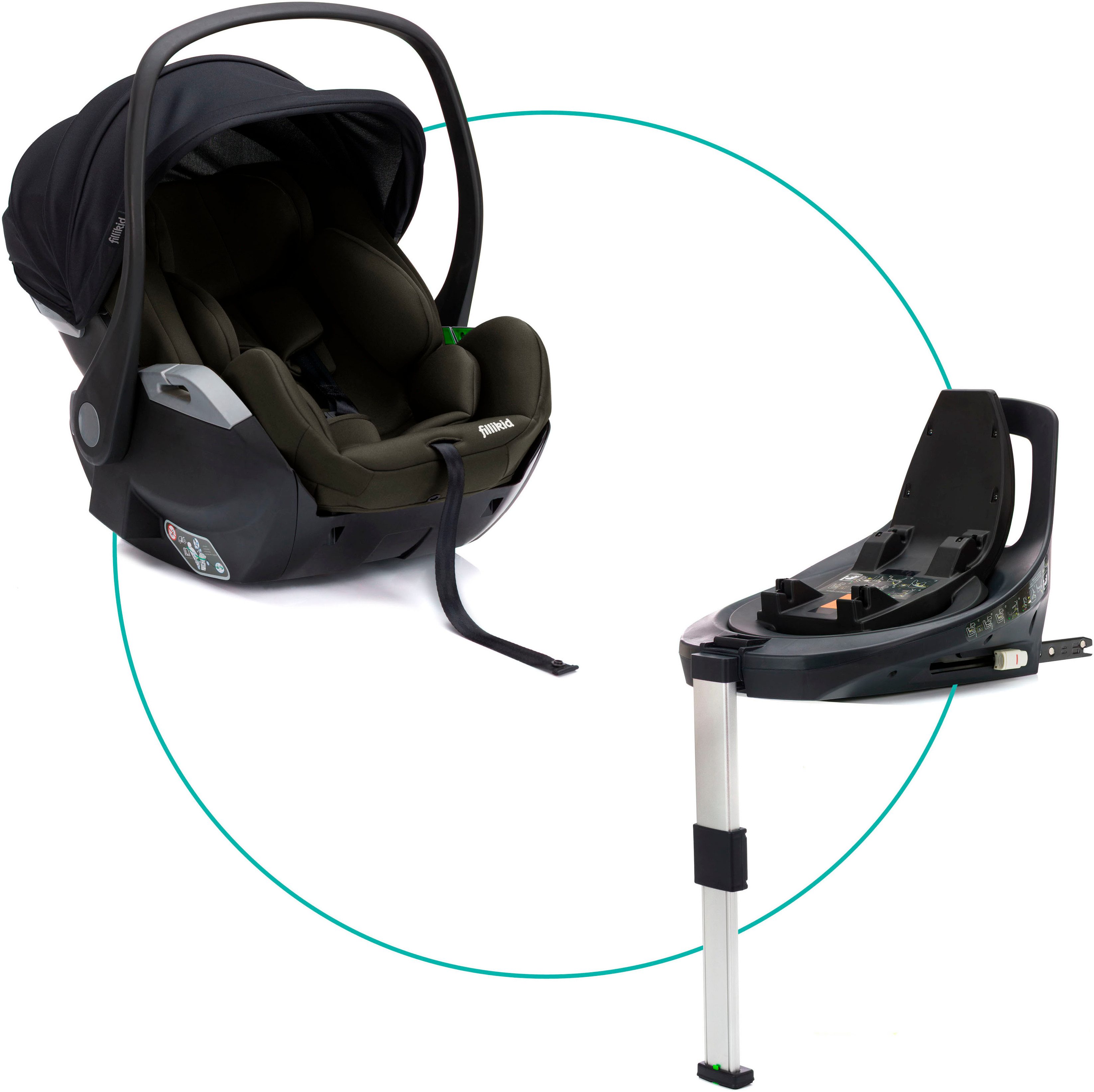 Fillikid Autokindersitz NOA, inkl. Basisstation, ab: ab Geburt, ab: 40 cm, bis: 87 cm, Gr. 0, 360 °