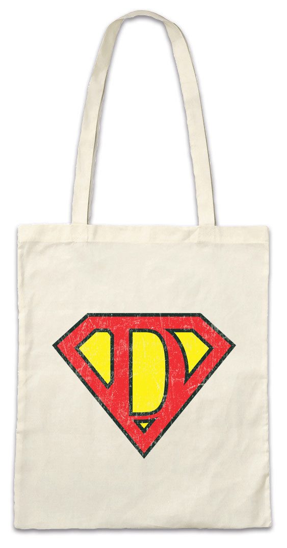 Beuteltasche Super D Stofftasche Buchstabe Initialen Vorname Nachname Man Fasching