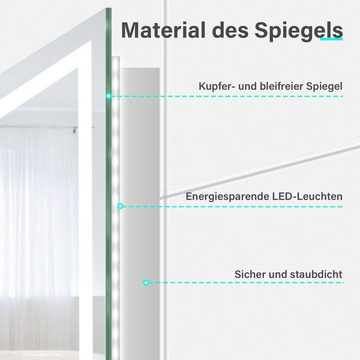 SONNI Badspiegel Badspiegel Lichtspiegel LED Spiegel Wandspiegel mit Touch-Schalter, 70 x 50cm kaltweiß IP44 energiesparend
