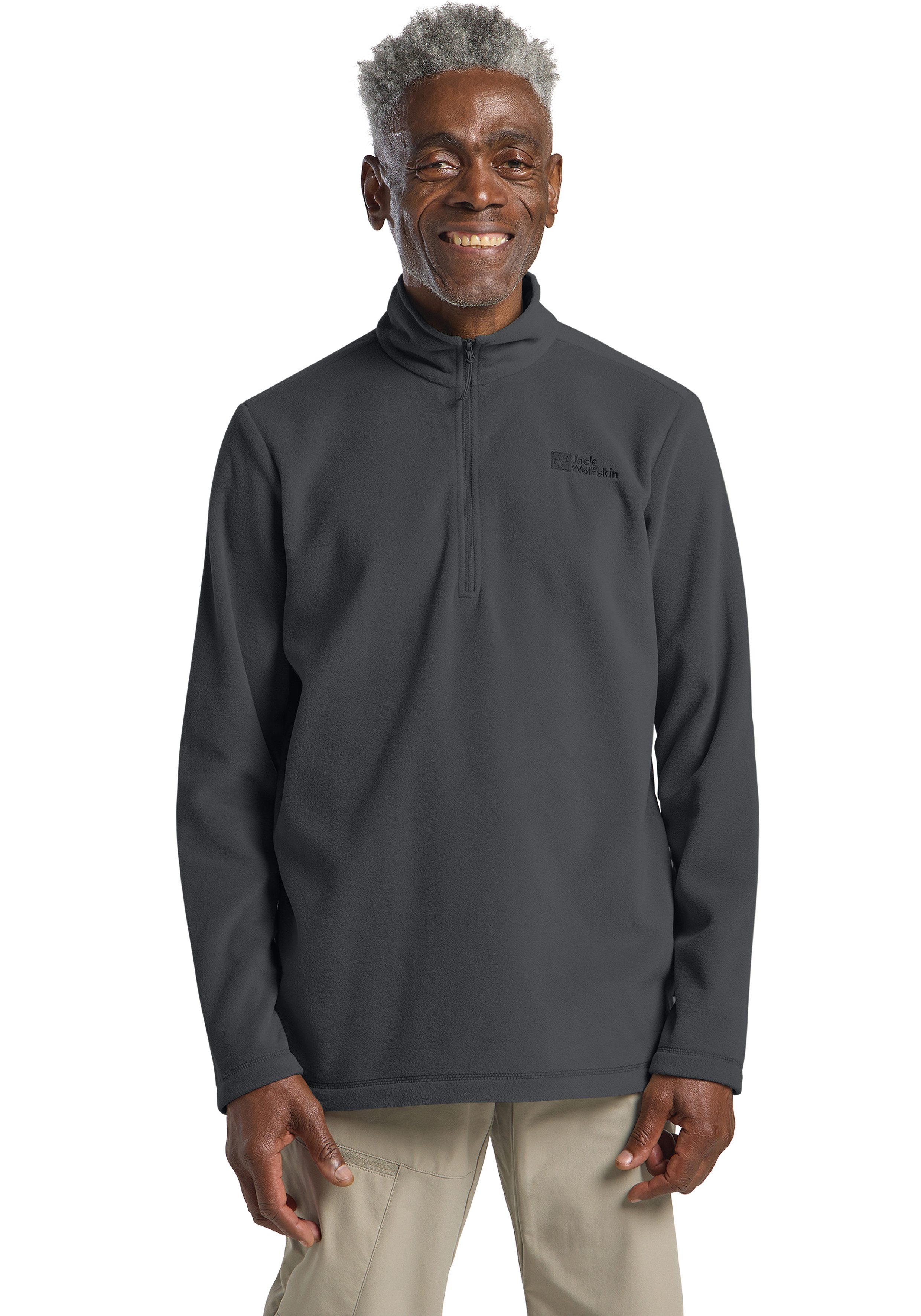 Jack Wolfskin Fleecepullover TAUNUS HZ M hoher Stehkragen, mit halbem Reißverschluss, hüftbedeckende Länge