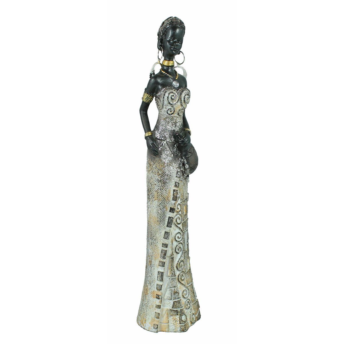in handbemalt colourliving Dekofiguren, mit Frau Hand der Deko Afrikanische Afrika Figur Afrikafigur Kanne