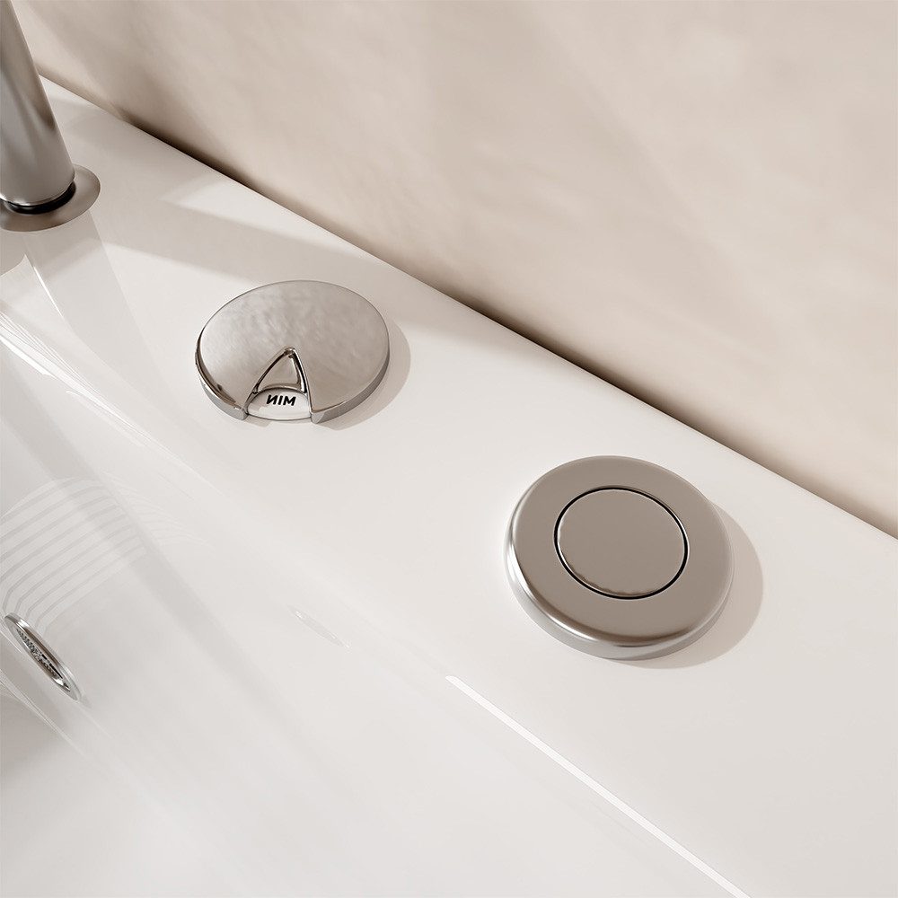 HOME DELUXE Whirlpool-Badewanne NOOR - 173 x 80 x 84 cm, (inkl. Armaturen, Wanneneinlauf, Duschkopf und Mischknöpfe), 12 Whirlpooldüsen, ABS-Sanitäracryl, Eckwanne, Badewanne