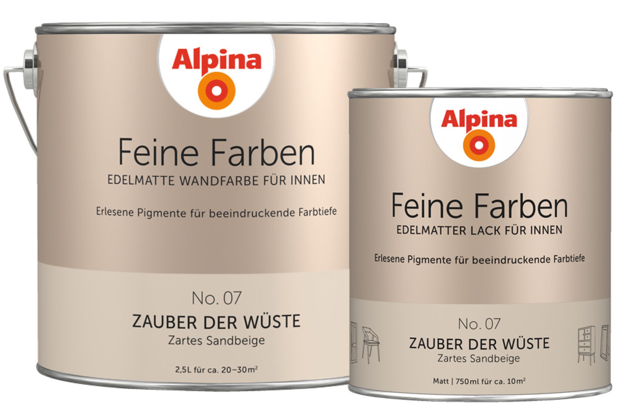 Alpina Wandfarbe - SET - Feine Farben Wandfarbe 2,5L + Lack 750ml edelmatt