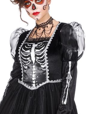 Karneval-Klamotten Kostüm La Catrina Tag der Toten Damenkostüm schwarz, Dia de los Muertos Frauenkostüm Halloween