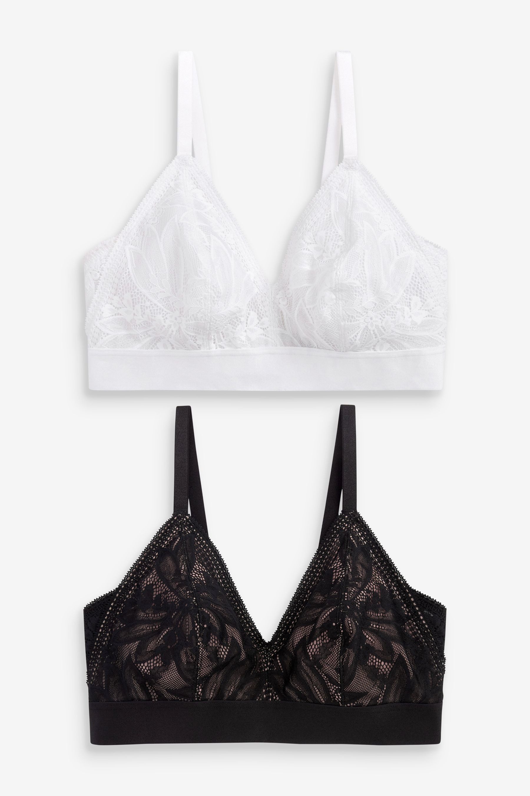 Set: Bügelloser BH 2 x unwattierte DD+ BHs mit Spitze, ohne Bügel