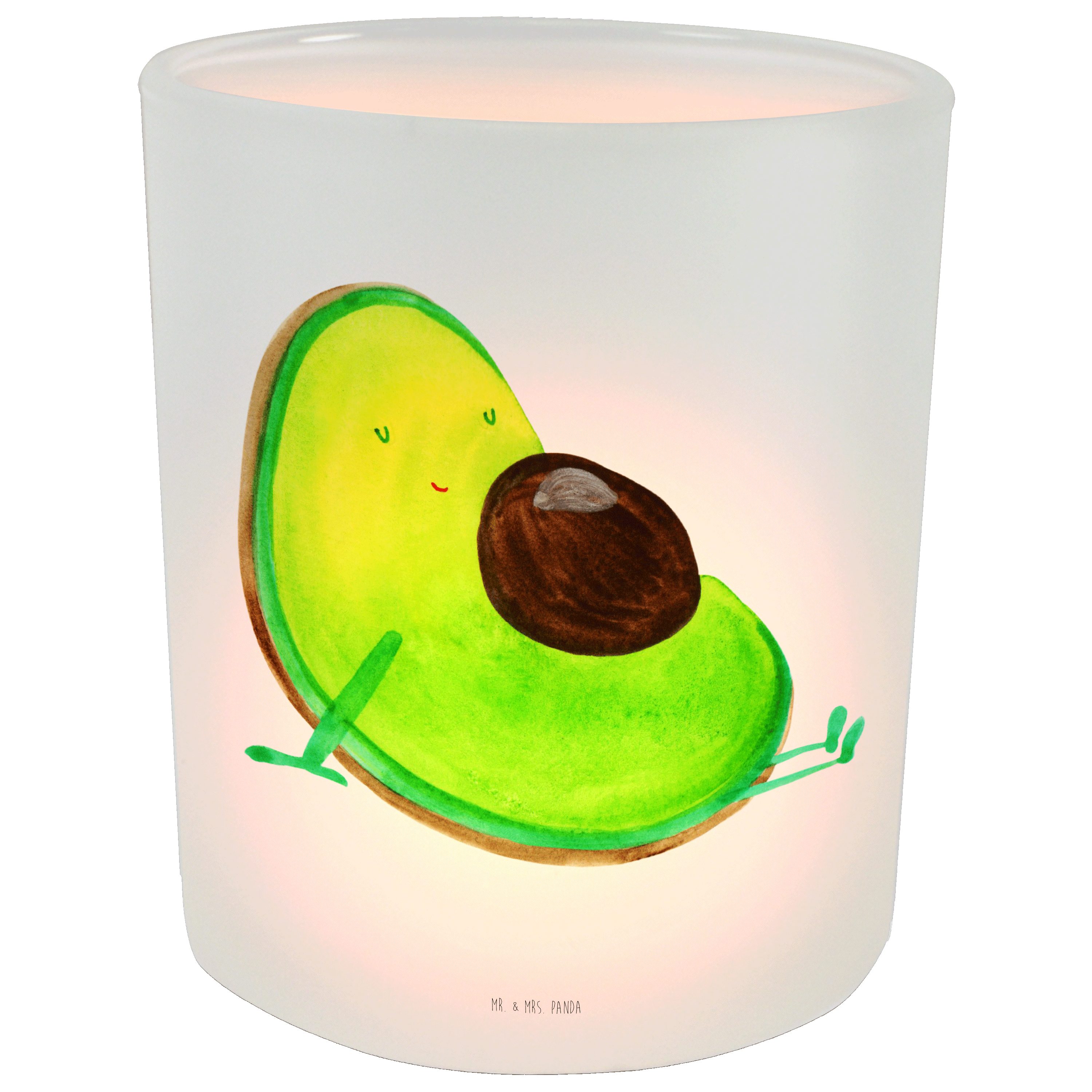 Mr. & Mrs. Panda Windlicht Avocado schwanger - Transparent - Geschenk, Teelichter, Schwangerscha (1 St)