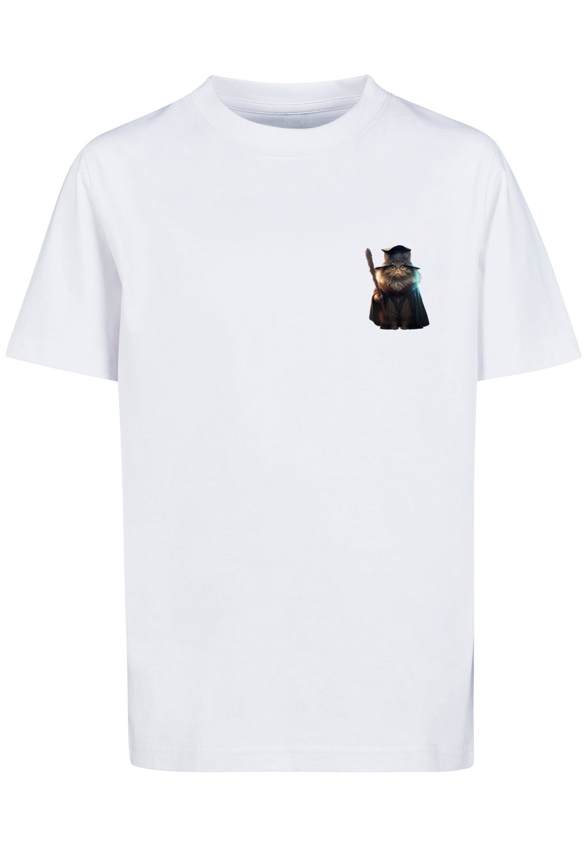 F4NT4STIC T-Shirt Cat Print weiß TEE Wizard UNISEX