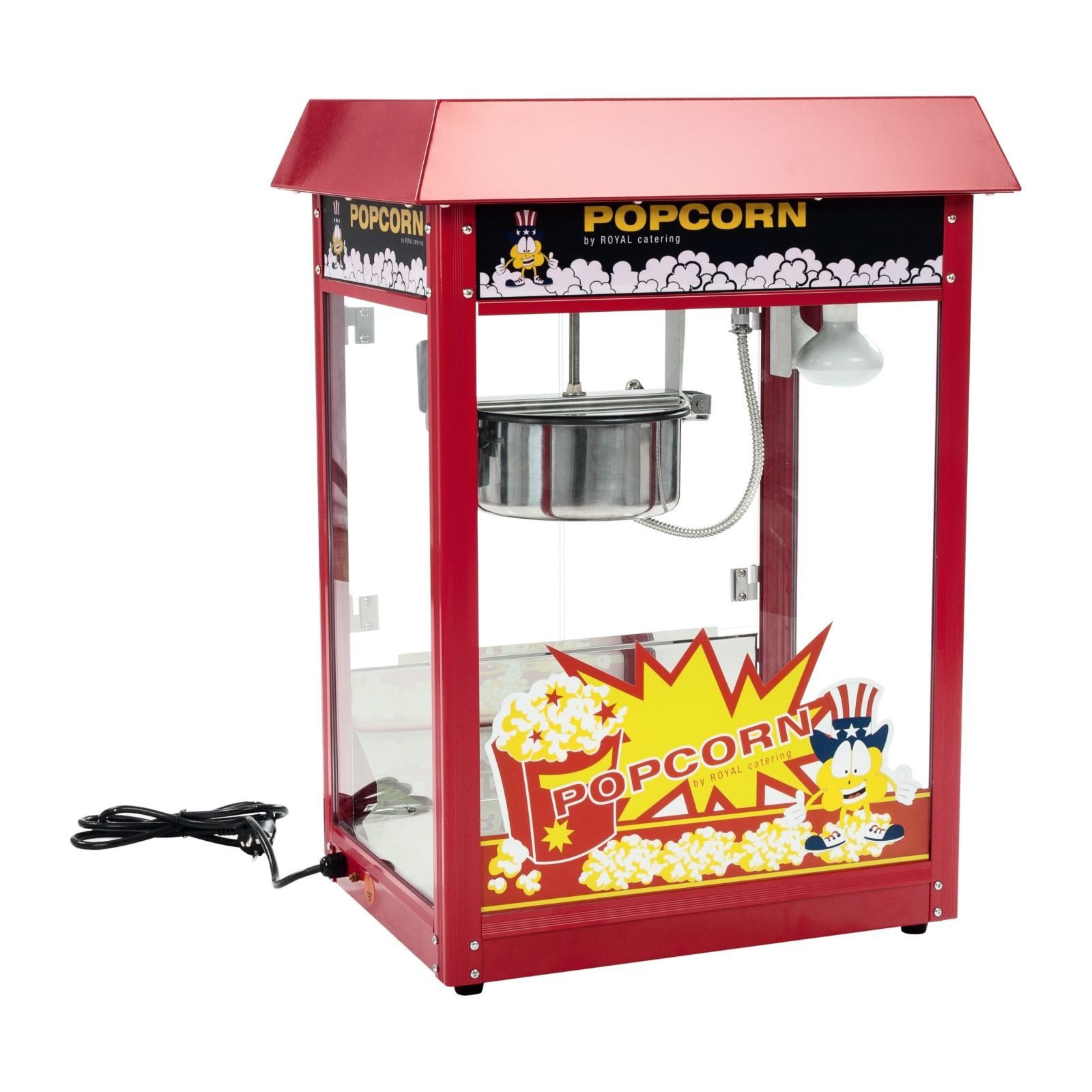 Royal Catering Popcornmaschine 5 kg/h Popcornmaker 1500W rot Popcornautomat Wärmefunktion Beleuchtung