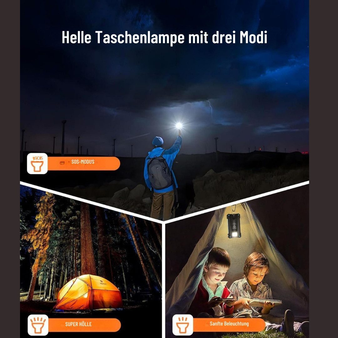 Diyarts M30000 Solar Powerbank 10000 mAh, Solar Powerbank 10.000 mAh mit LED-Lampe & Saugnapfhalterung – Bild 4 von 5