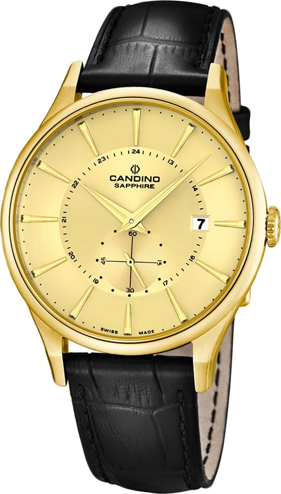 Outlet-Sonderverkauf Candino Quarzuhr Elegance groß Uhr, Elegant- Lederarmband, rundes 41,3mm), (ca. Damenuhr Gehäuse, Candino Damen Quarzwerk mit