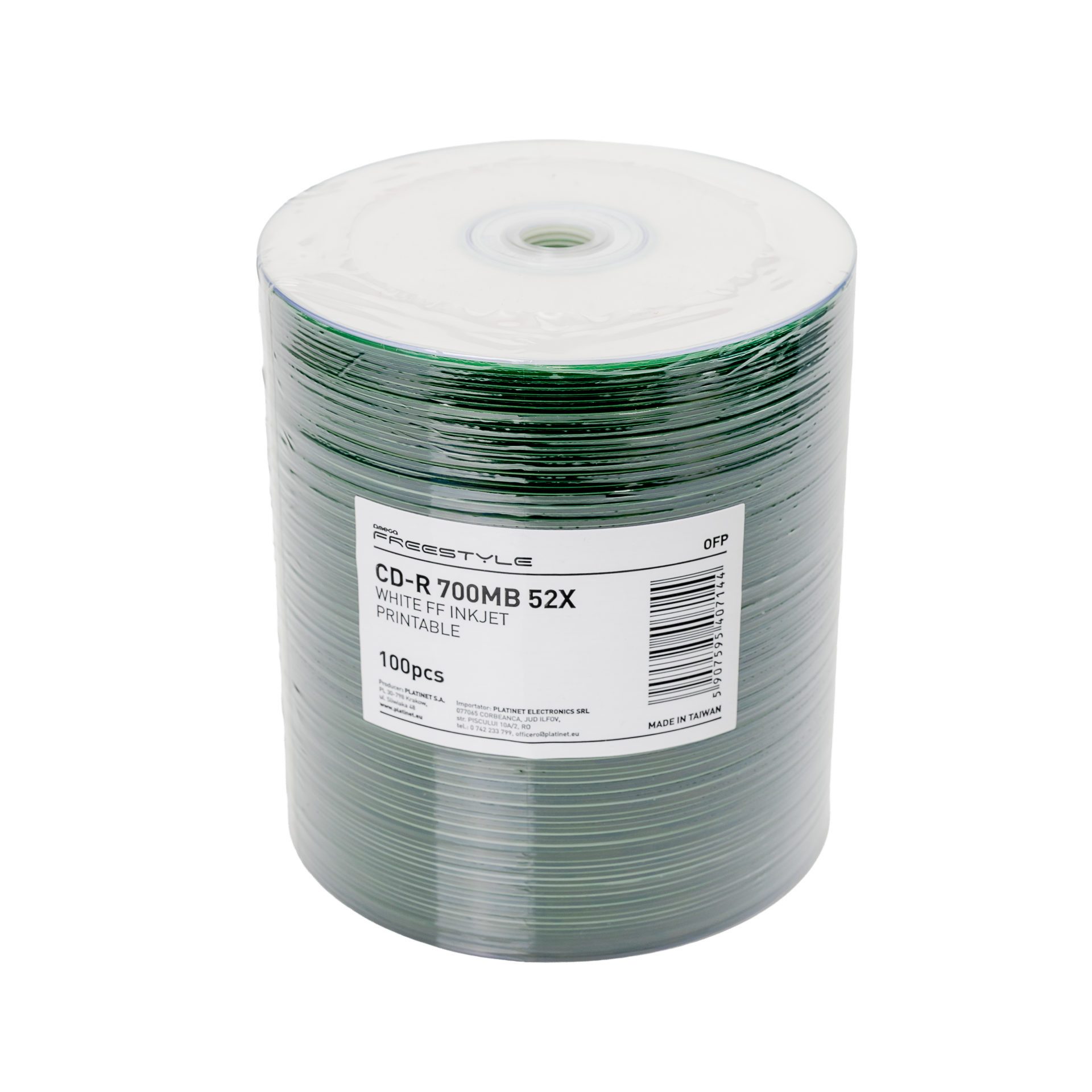 Platinet CD-Rohling Freestyle CD R Rohlinge 700MB 52X Weiß Vollbedruckbar 100 Stück