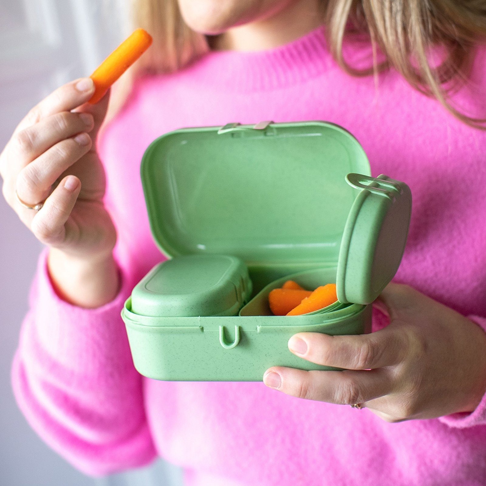 Lunchbox Kunststoff READY (Set, Grün KOZIOL Kunststoff, 3-tlg), Brotdosen Lunchboxen MINI, PASCAL 3er-Set