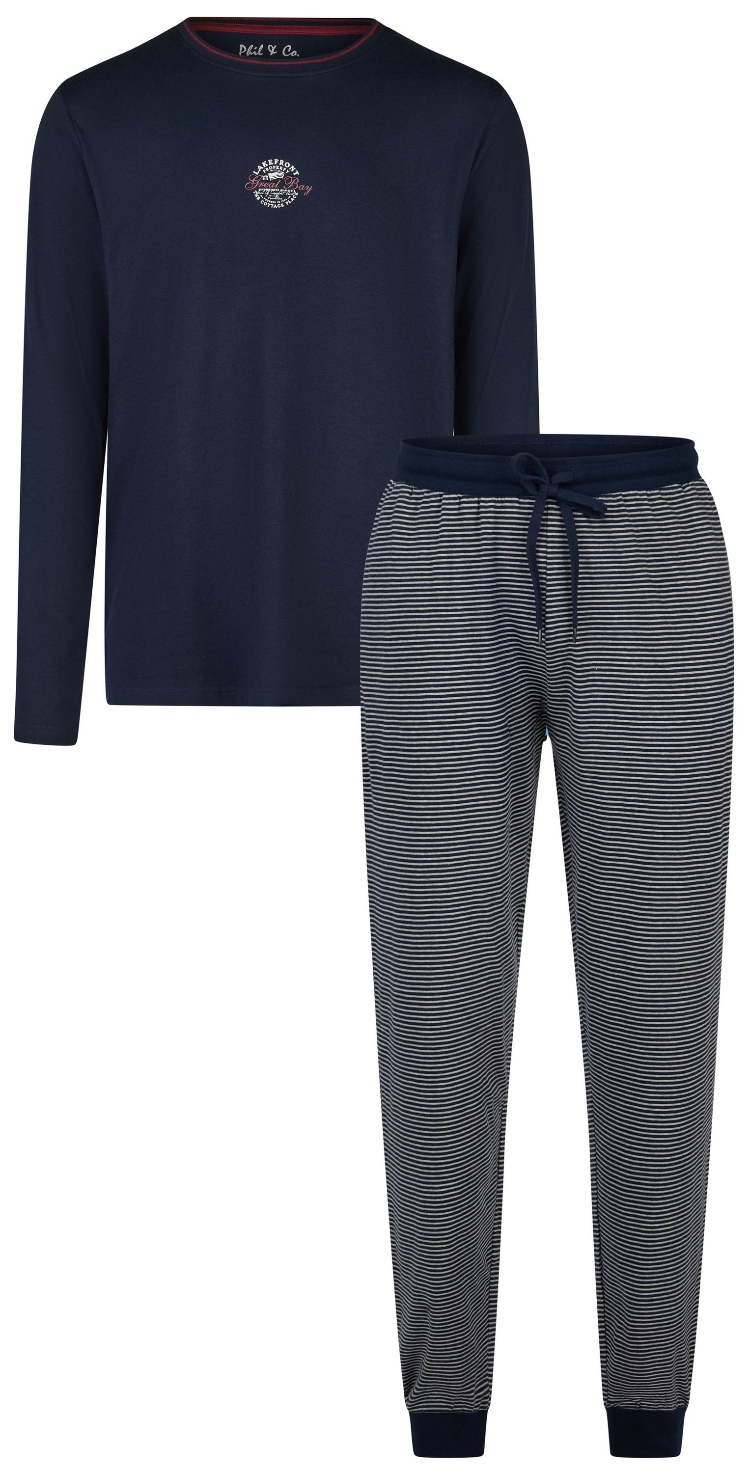 Phil & Co. Schlafanzug Winter Nomad (Set, 2 tlg., 2-teilig) Herren Pyjama lang Baumwolle Langarm Winter