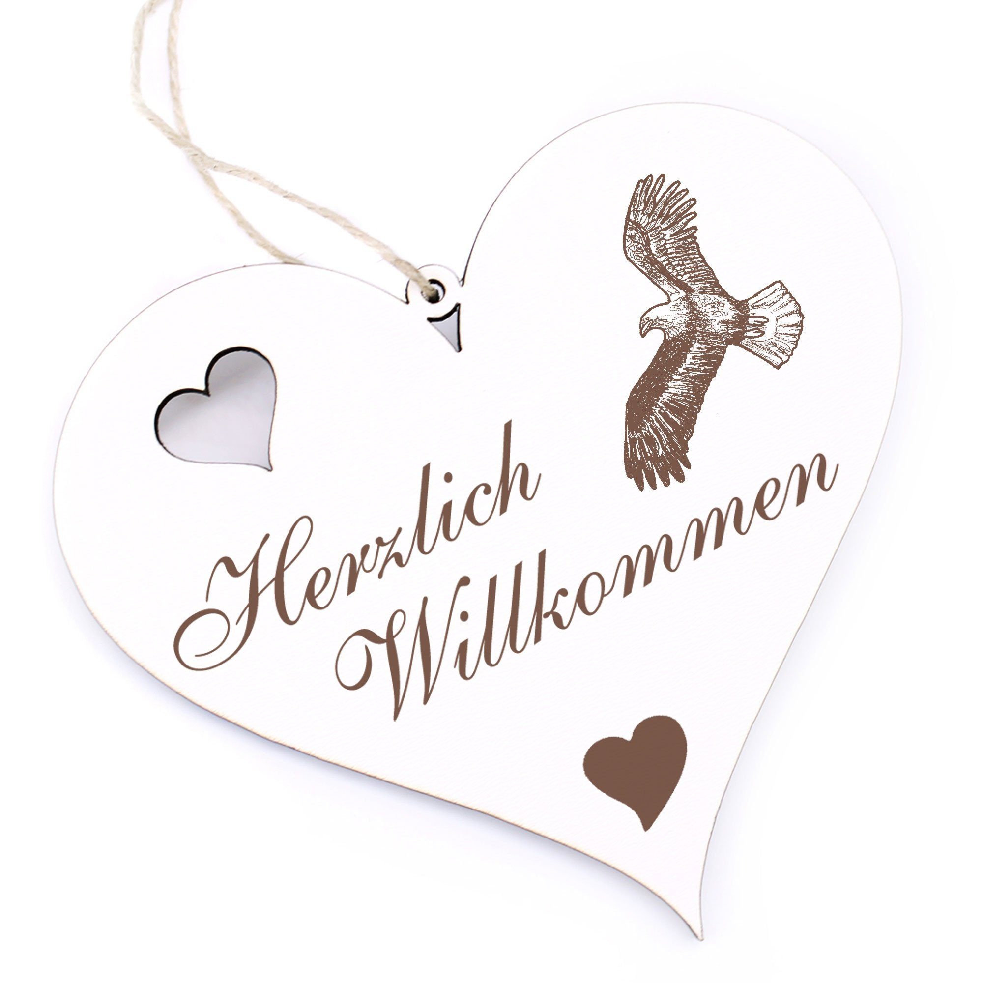 Dekolando Herzlich 13x12cm Weisskopfseeadler - Willkommen Hängedekoration -