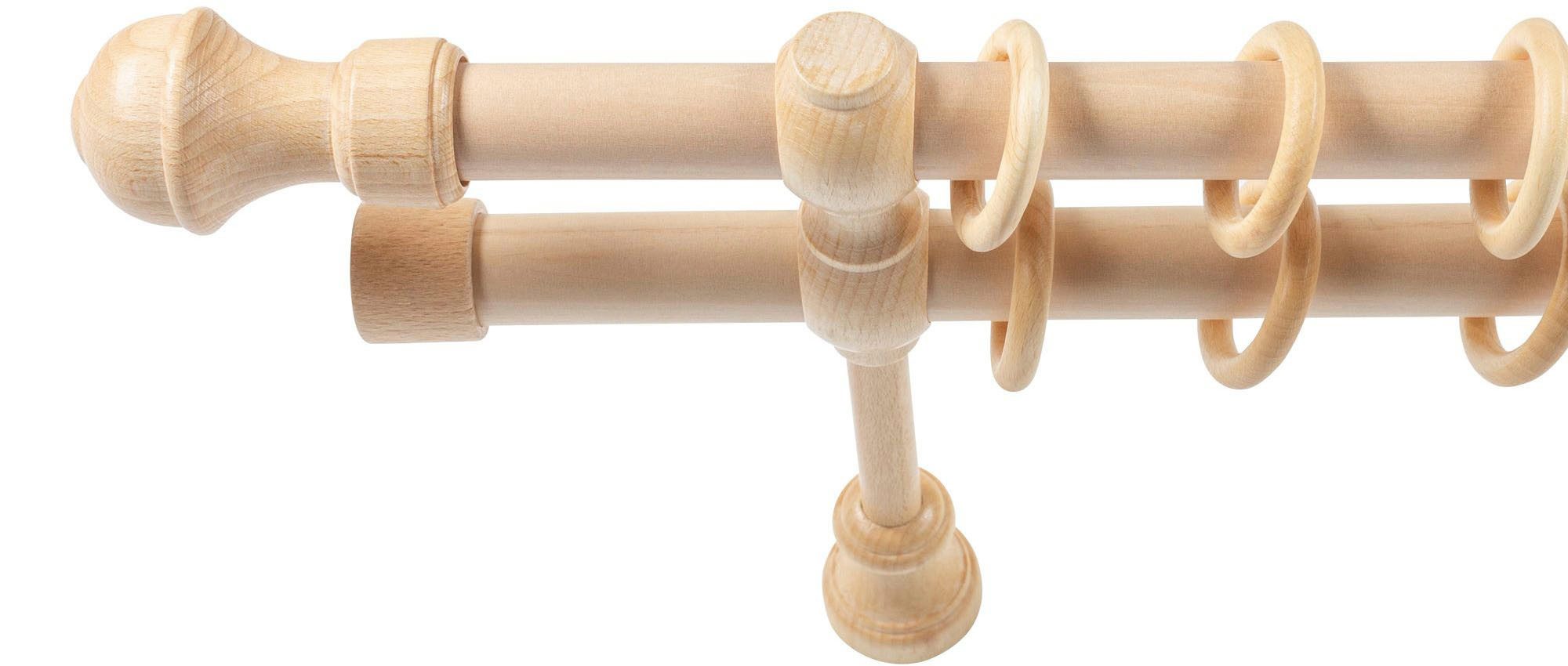 SN DECO GROUP Gardinenstange Ares, 2-läufig, Fixmaß, mit Bohren, verschraubt, Holzwerkstoff, 28 mm, Holz, verschiedene Längen und Farben, Komplettset