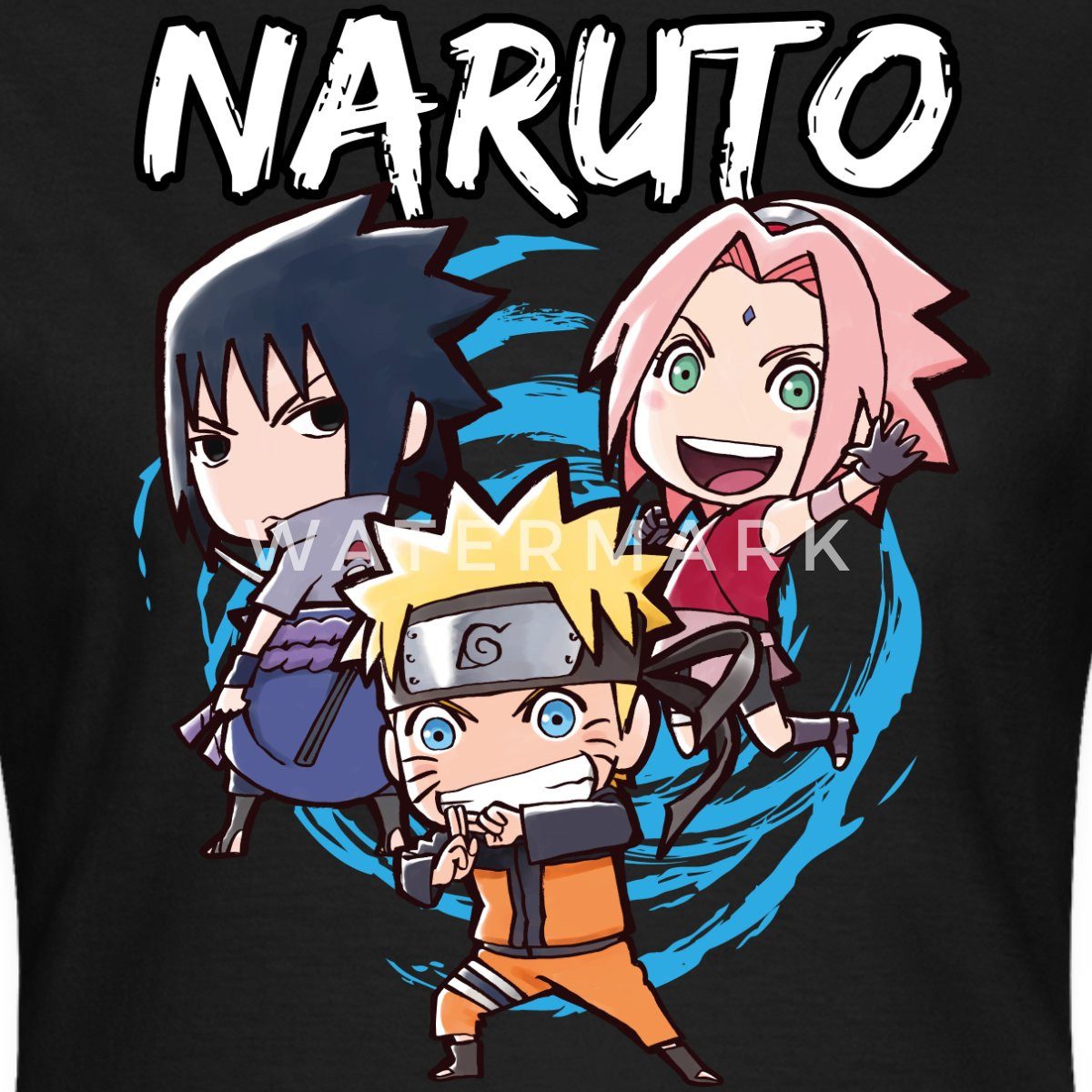 Spreadshirt T-Shirt Naruto Shippuden Chibi Naruto, Sakura & Sasuke Frauen T-Shirt (1-tlg)