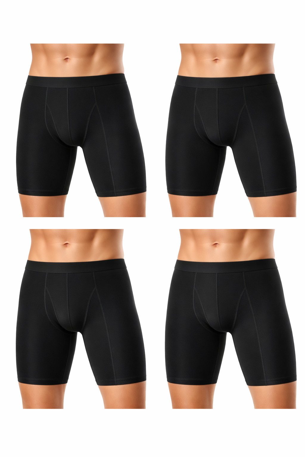 Berrak Boxershorts Herren Baumwolle langes Bein Schwarz 10er Pack (Spar-Set, 10-St., 10er-Pack) Premium Qualität A1125