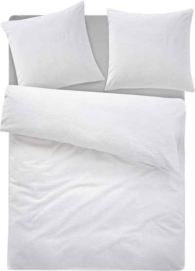 Bettwäsche Sari2 in Gr. 135x200 oder 155x220 cm, andas, Seersucker, 2 teilig, aus Baumwolle, uni Bettwäsche in Seersucker Qualität ideal für Sommer