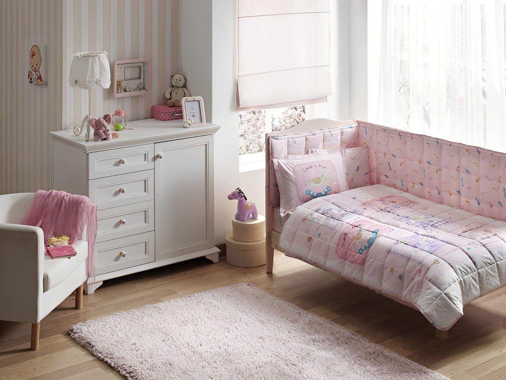 Tac Kinderbettwäsche Baby Schlaf-Set Baby Game Rosa, Baumwolle, 6 teilig