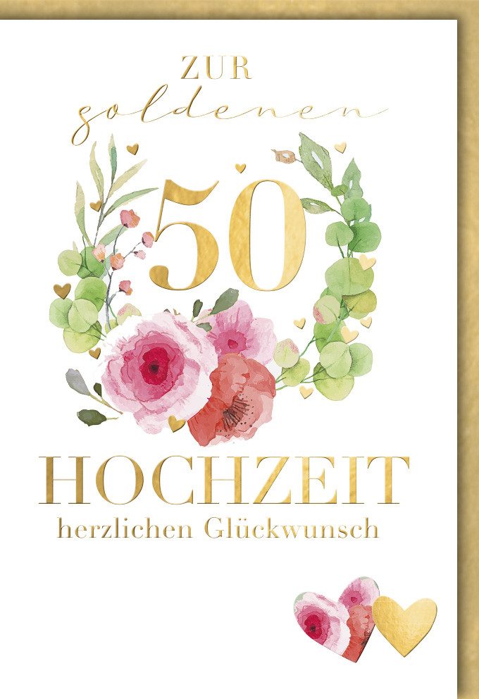Verlag Dominique Grußkarten Goldhochzeit Glückwunschkarte im Format
