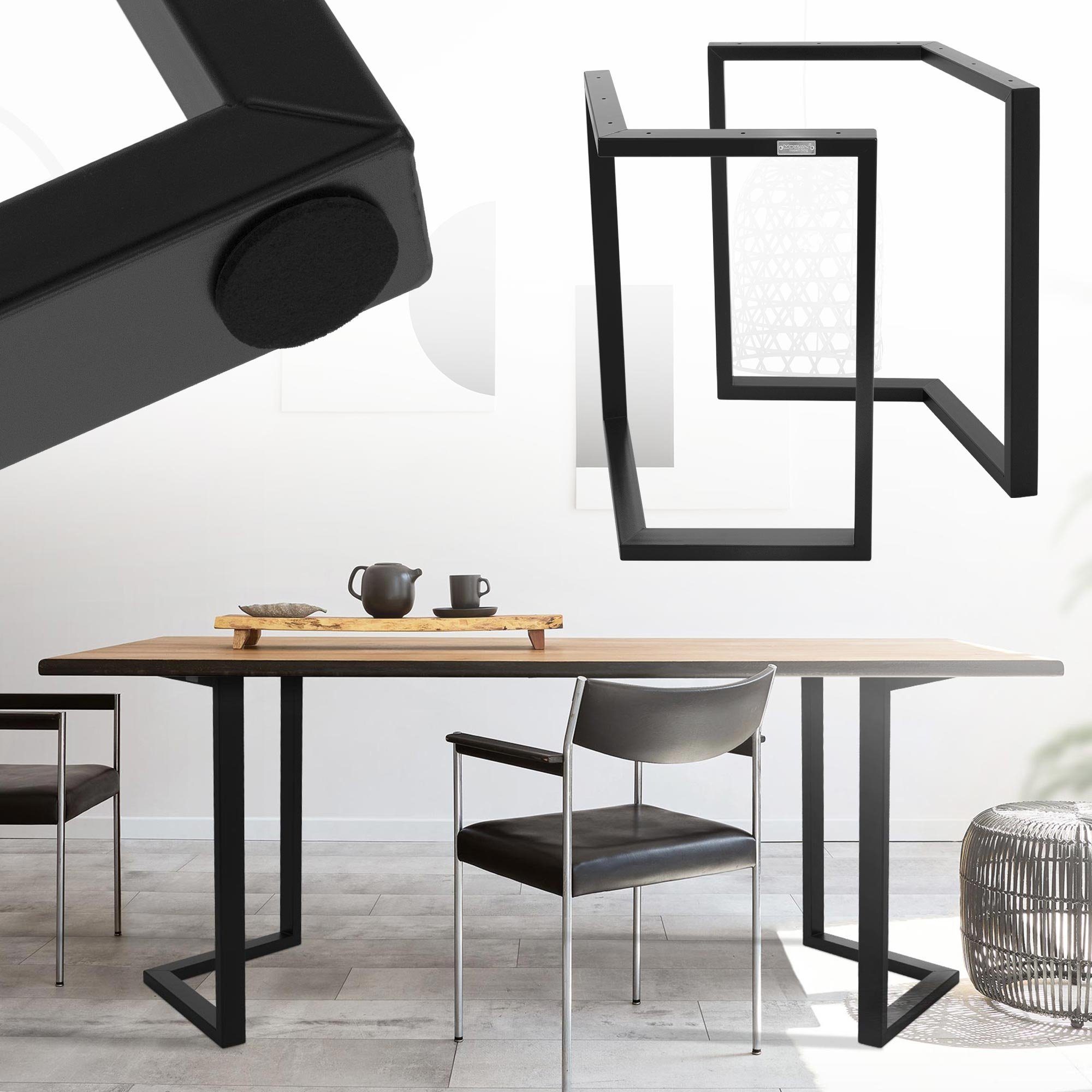 ML-DESIGN Tischbein 2er Set Tischgestell Bankkufen Tischkufen Möbelfüße aus Stahl, Kufengestell Bankkufen für Couchtisch/Sitzbank DIY-Projekte