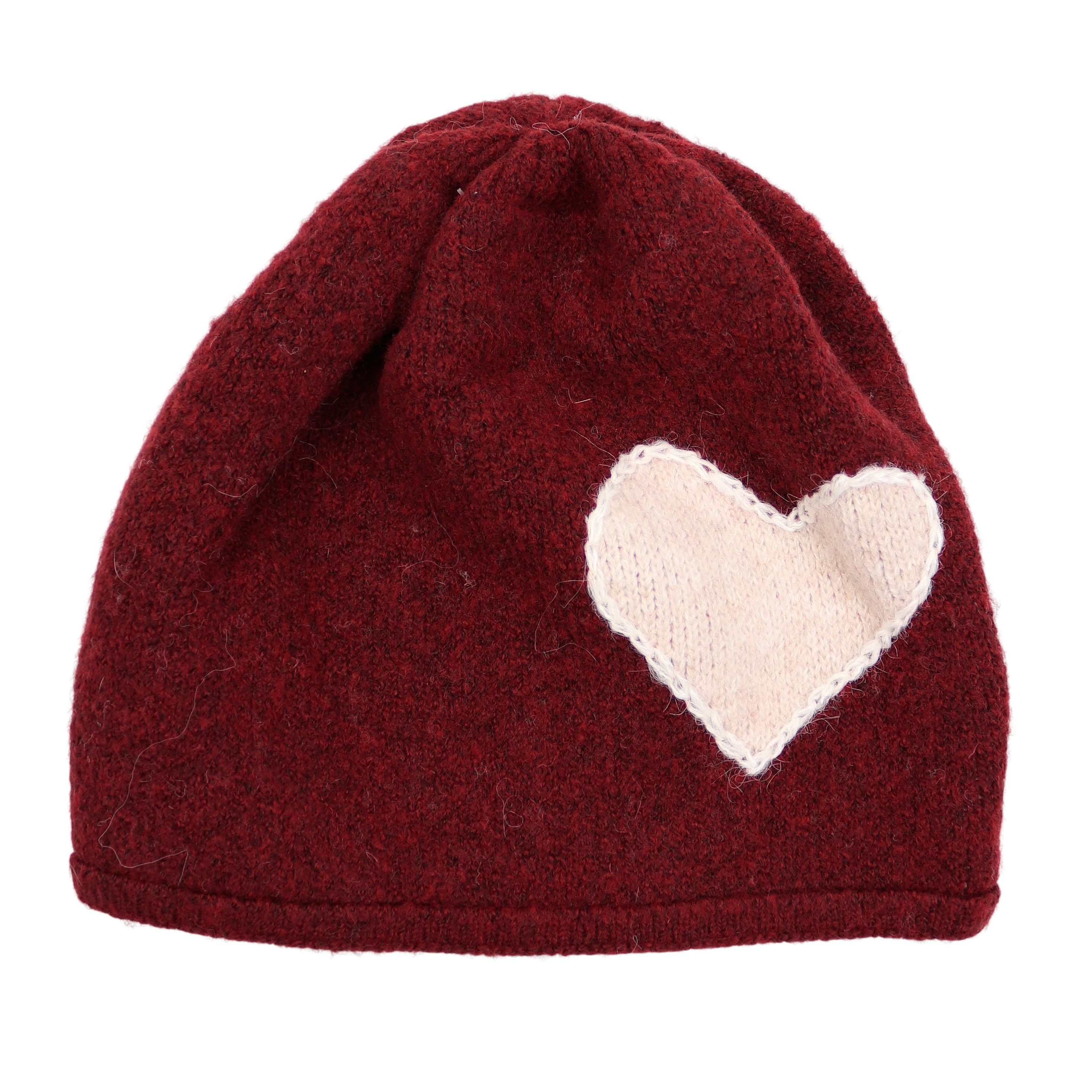 MIRROSI Strickmütze Damen Mütze Beanie ONESIZE mit Herz-Applikation, 100% Viskose weich & bequem – Onesize