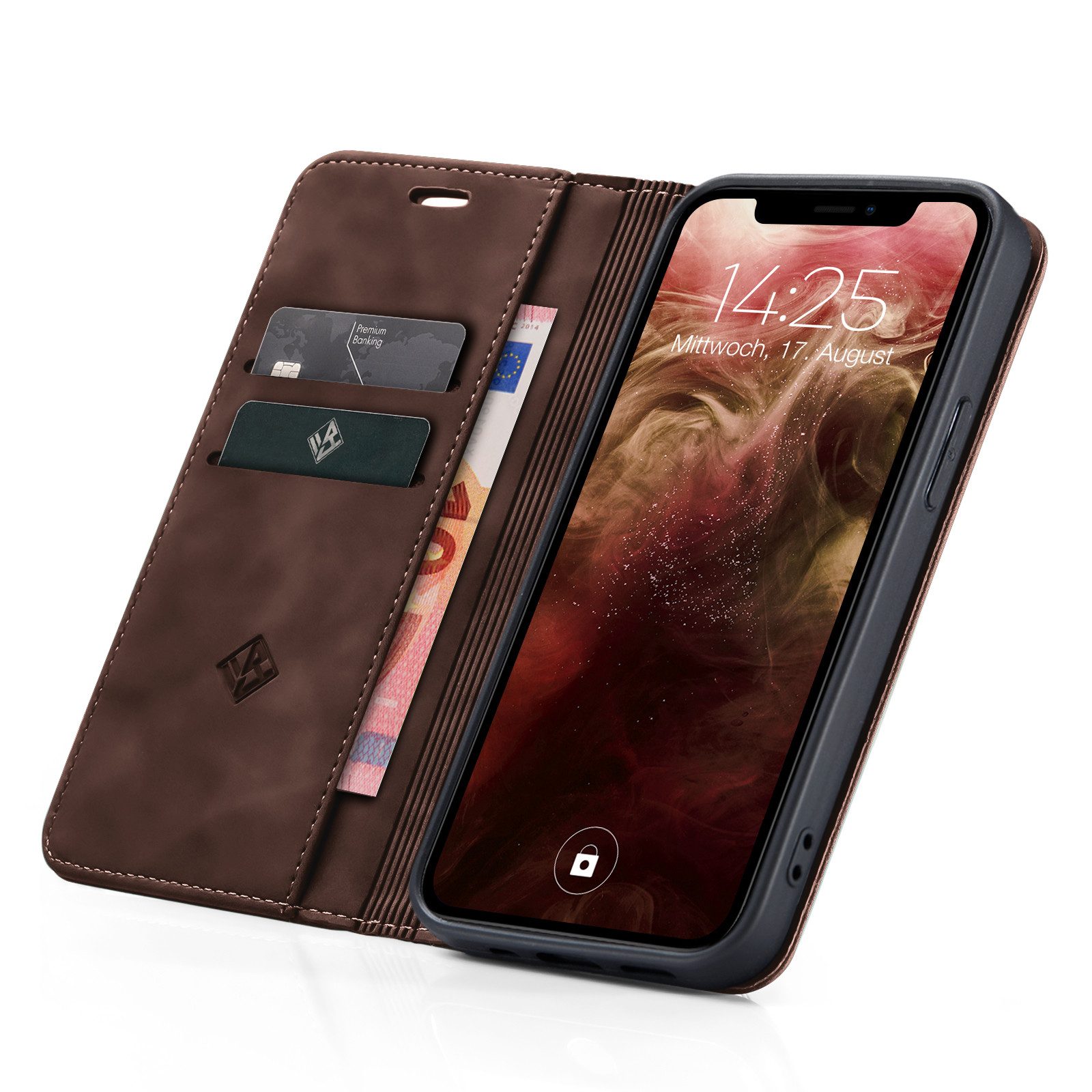 Tec-Expert Handyhülle Tasche Hülle für Apple iPhone 11 6.1 Zoll, 6.1, Cover Klapphülle Case mit Kartenfach Fliphülle aufstellbar
