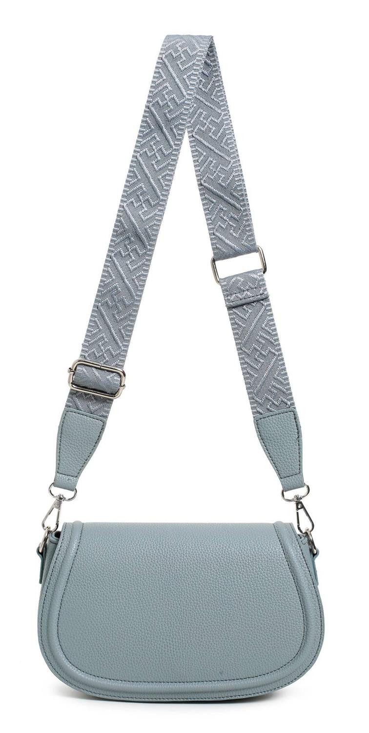 ITALYSHOP24 Schultertasche Damen Tasche Umhängetasche Bodybag Brusttasche Crossover Handytasche (Tasche mit einem breitem Muster Stoffgurt/Umhängeband), Crossbody Handtasche Muster Taschengurt Leder Optik Freizeit Reise