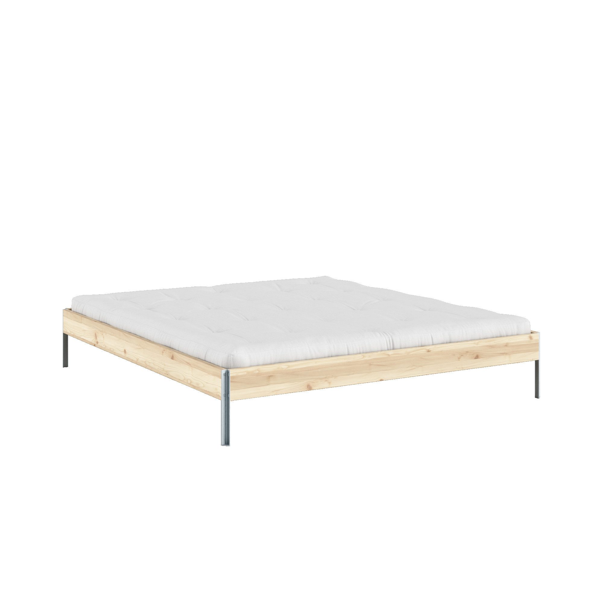 Karup Design Bettgestell CORE BED Bodenbett, Holzrahmen, Futonbett, Jugendbett, Holzbett, Massivholzbett mit Lattenrost, Kiefer massiv, Doppelbett ohne Kopfteil