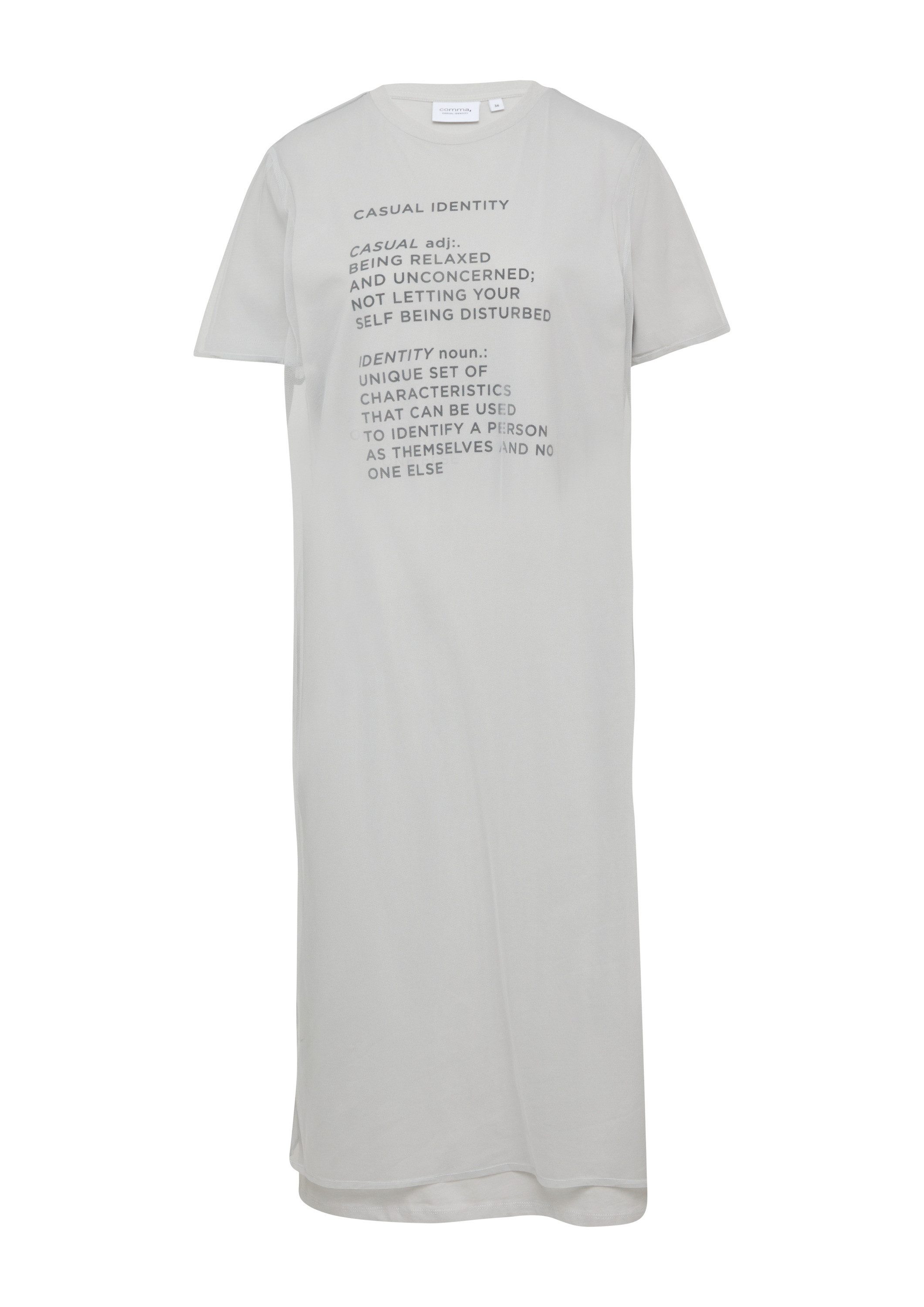 comma Midikleid Kleid T-Shirt-Kleid mit Mesh-Layer