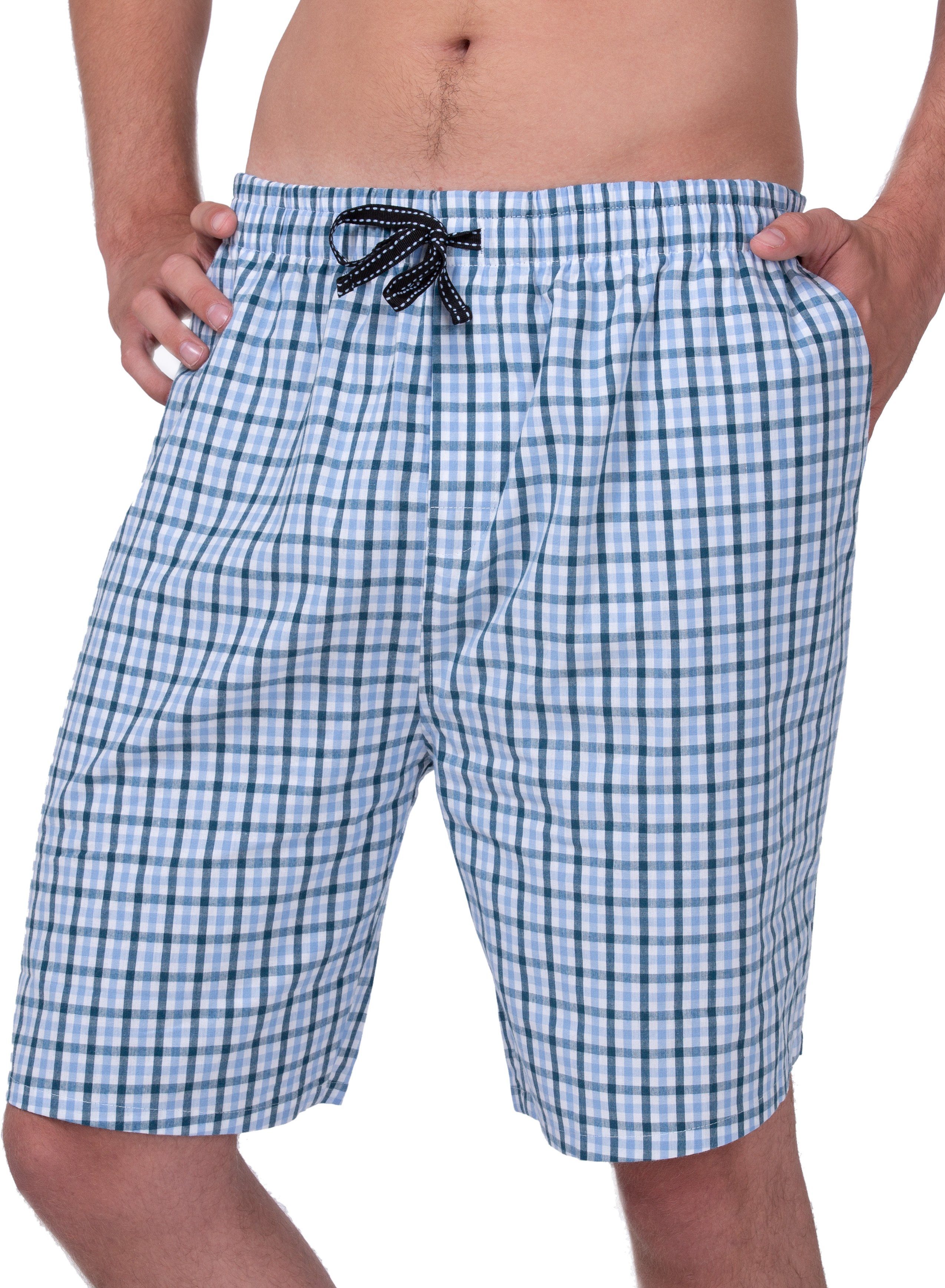 Moonline Schlafhose (2-tlg) Herren Webhose kurz als Freizeithose und Loungehose