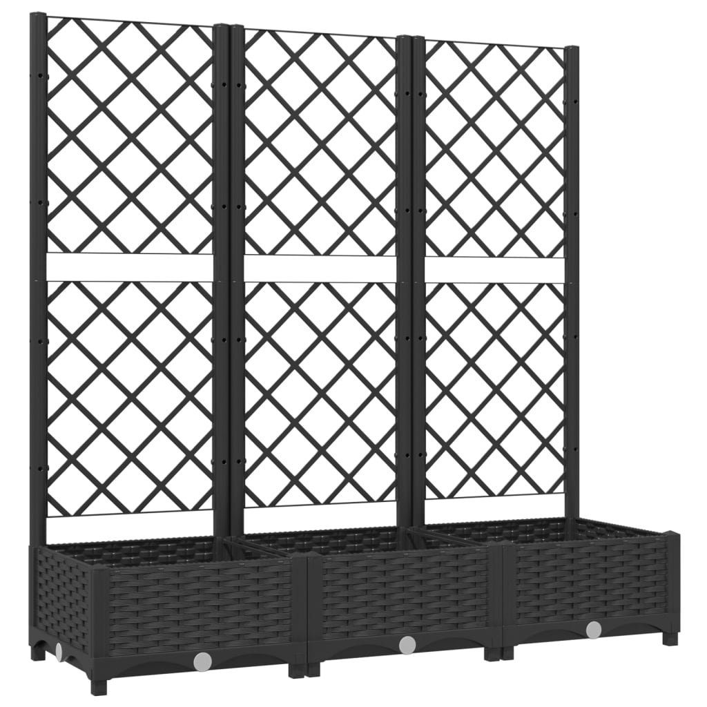 vidaXL Rankgitter 120 x 40 x 1215 cm Pflanzkübel mit Spalier Schwarz 120x40x121,5 cm Kun