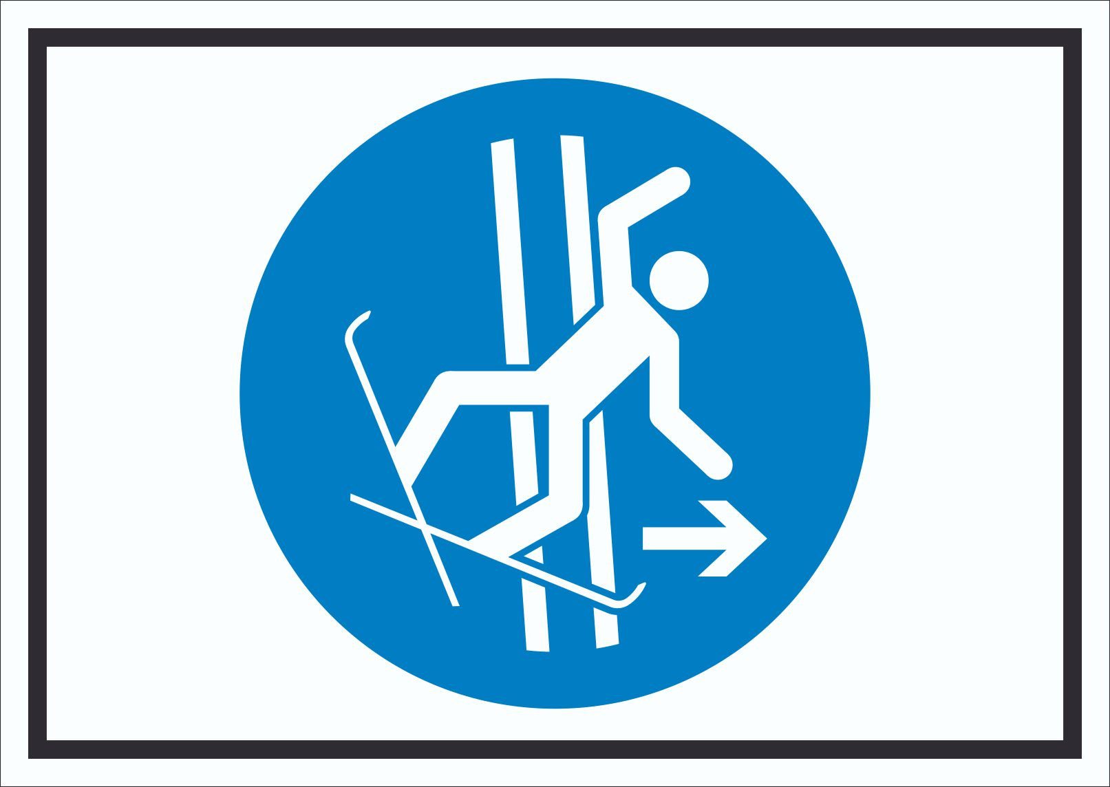 HB-Druck Hinweisschild Bei Sturz sofort die Schleppspur verlassen Symbol Schild, wetterfest, stabil, UV-beständig, kratzfest