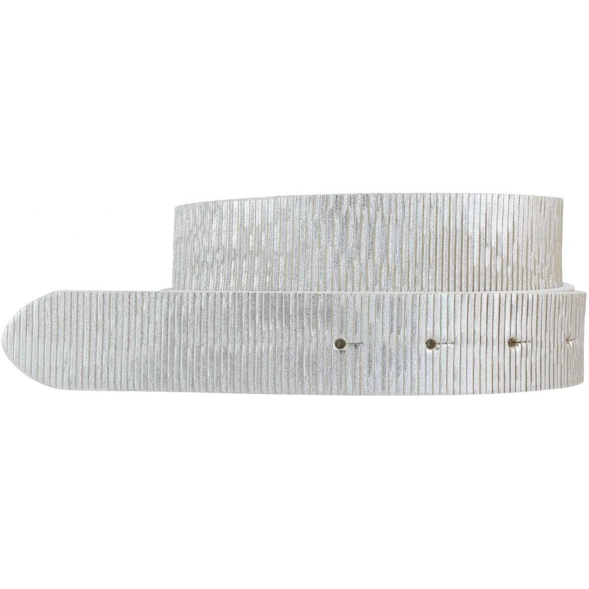 BELTINGER Ledergürtel Gürtel aus Vollrindleder Metall-Optik ohne Schnalle 3,0 cm - Leder-Gür Weiß