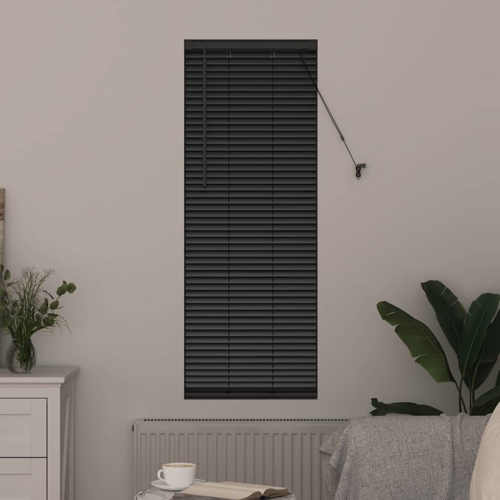 Rollo Fensterjalousie mit Vorhängen Schwarz Aluminium, günstig online kaufen