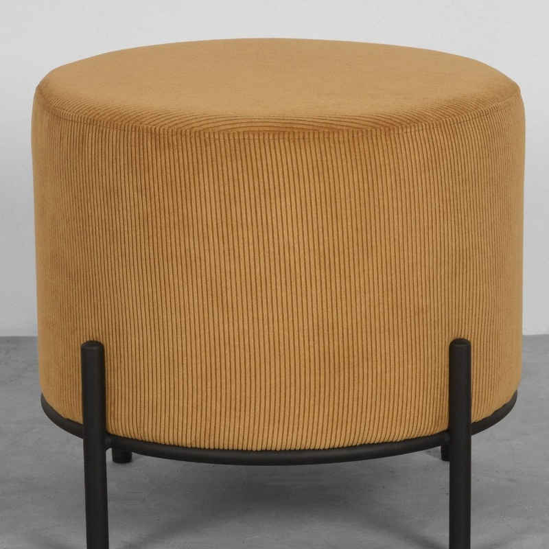 RINGO-Living Stuhl Hocker Healani in Ocker aus Cord 410x460mm, Möbel