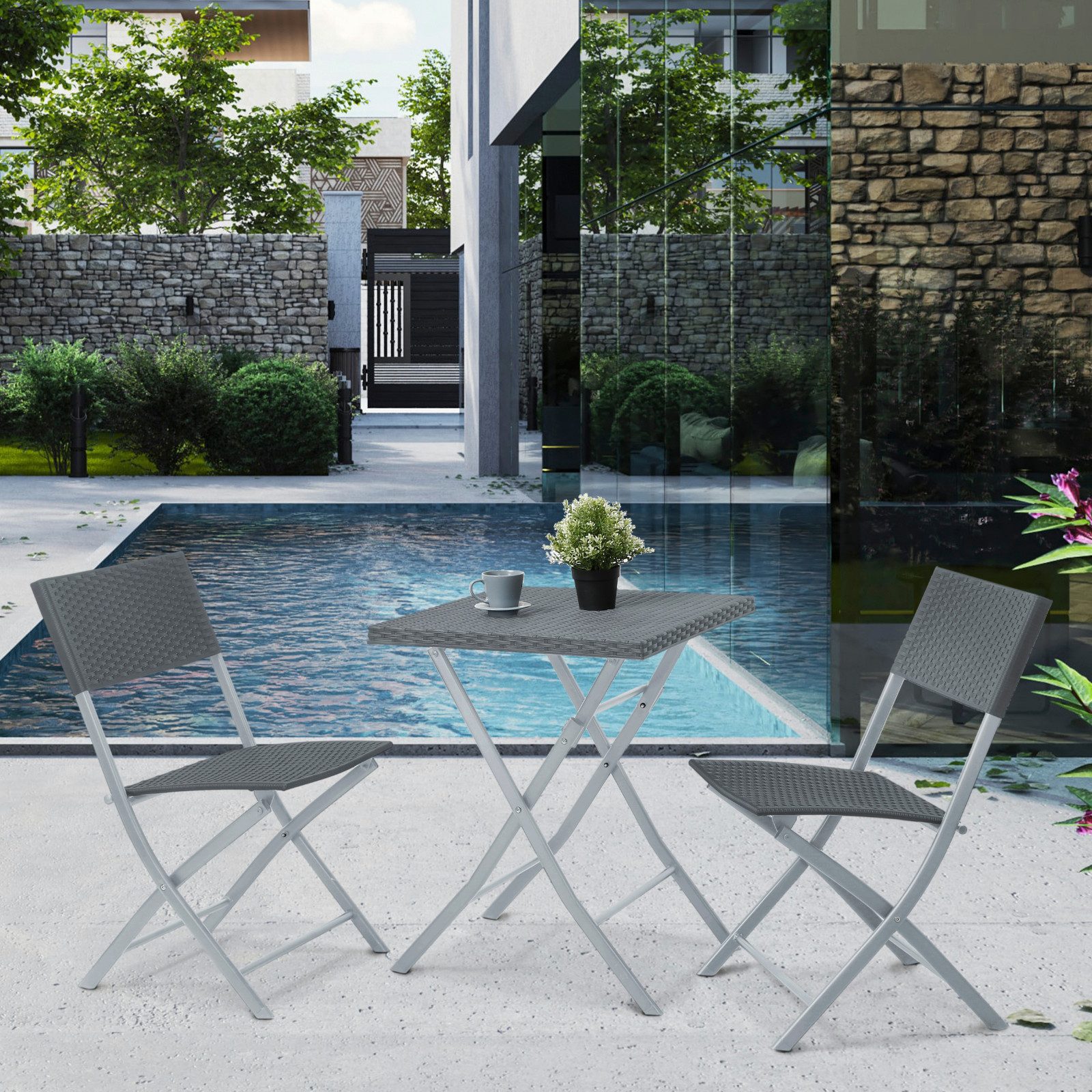 SVITA Balkonset Bistro-Set LIMA, (Set, 3-tlg., 2 Stühle und 1 Tisch), elegantes Design