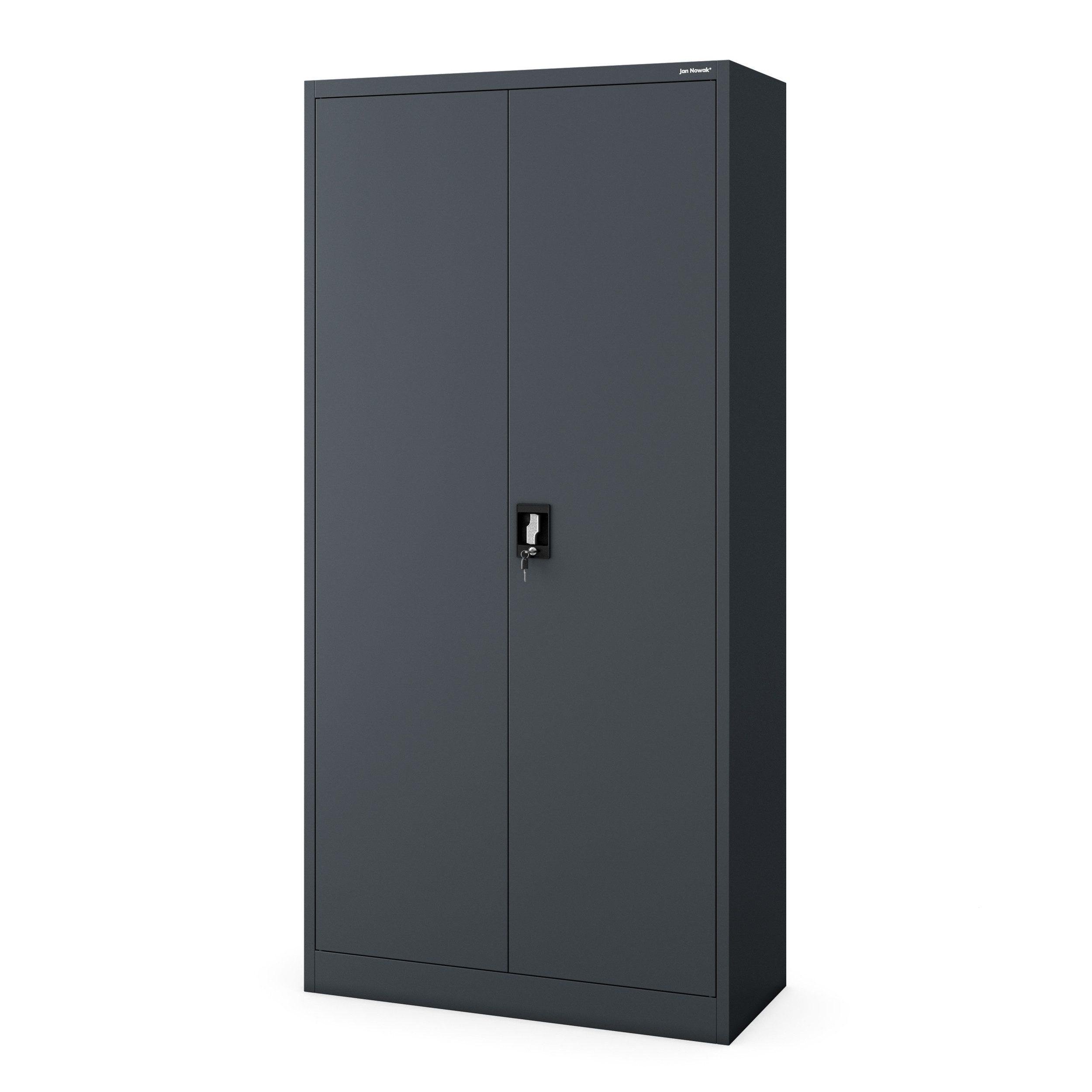 Jan Nowak Mehrzweckschrank Metall Mehrzweckschrank 90 cm DAWID 3 Zonen abschließbar Stahl (Putzschrank Büro Garderobe Sozialraum Kleiderstange Schlüssel, 0,6 mm 185 x 90 x 45 cm Wandmontage Schloss 2 Schlüssel robust) 3 Zonen Halbablage Driegelpunkt-Schlo