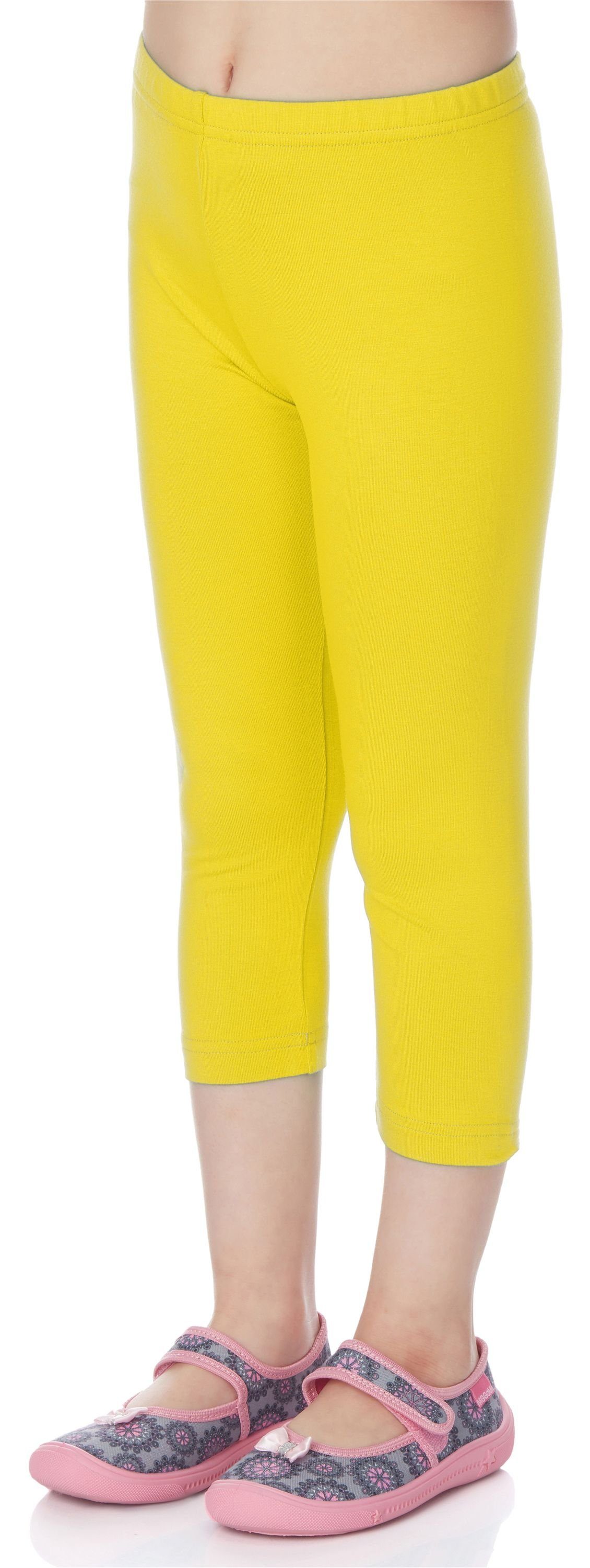Merry Style Leggings Mädchen 3/4 Capri Leggings aus Viskose MS10-131 (1-tlg) elastischer Bund Zitronengelb
