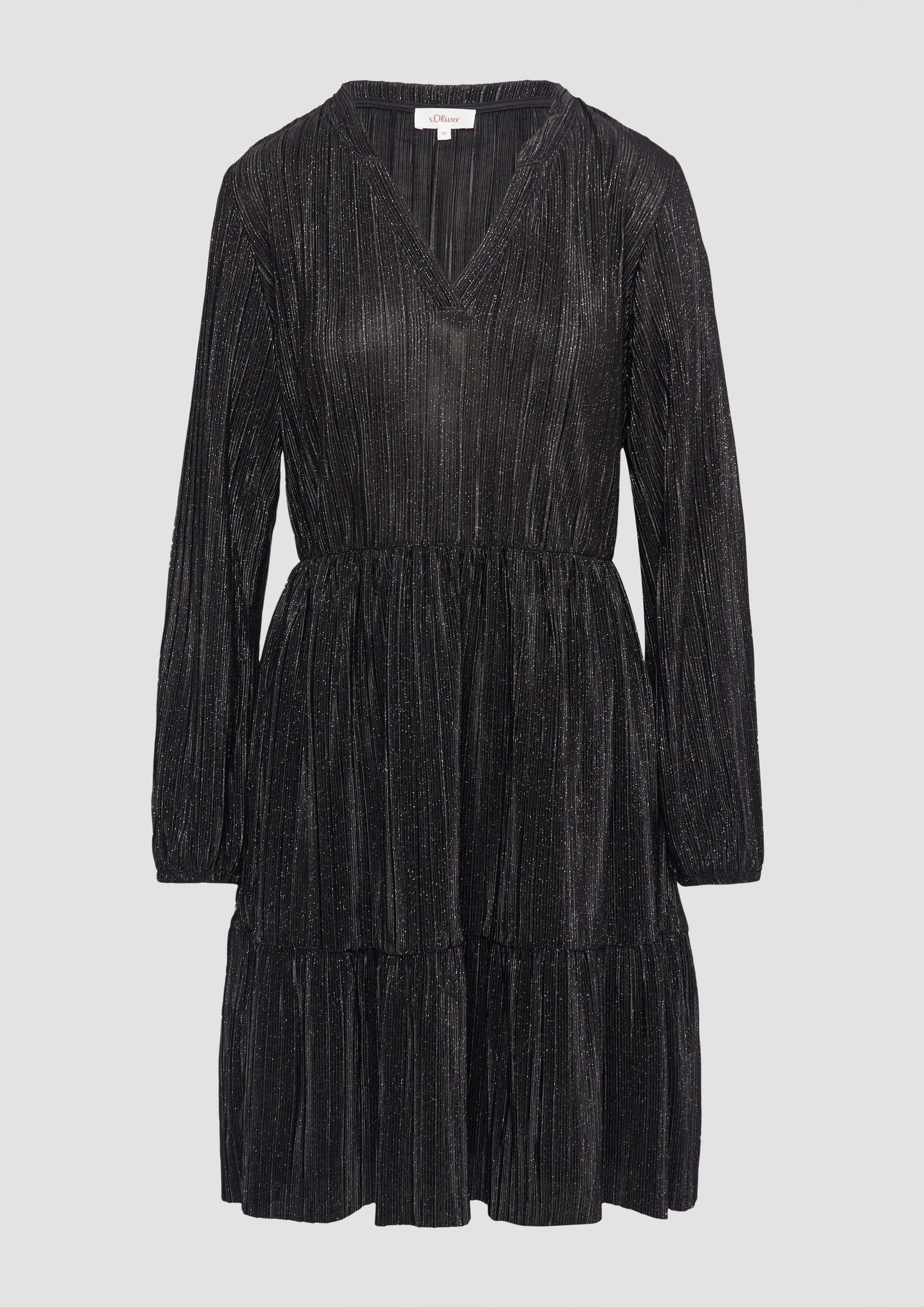 s.Oliver Minikleid Kleid Plissiertes Jersey-Kleid mit Glitzereffekt