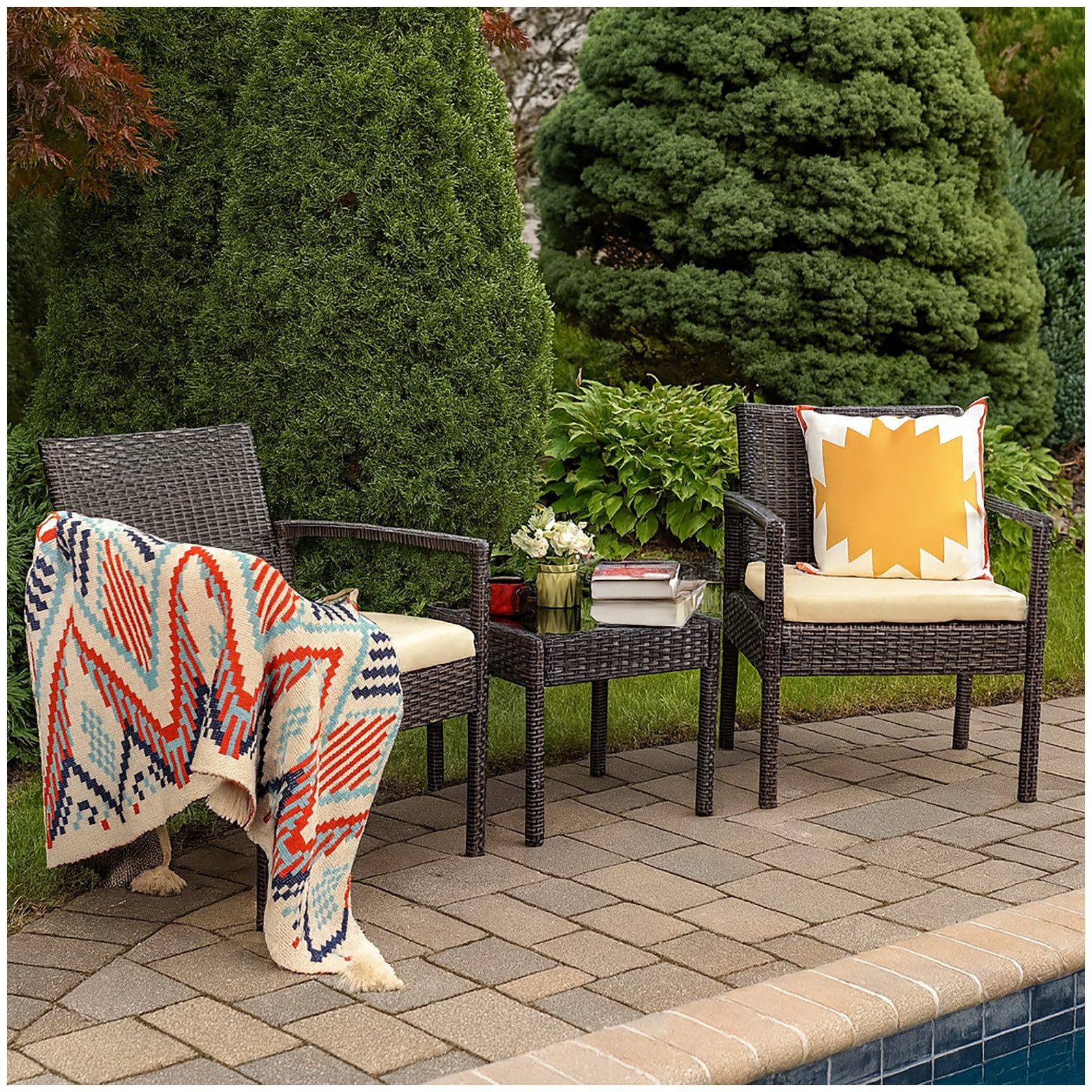 HTI-Living Sitzgruppe Sitzgruppe 3-teilig Santadi, (Set, 3-tlg., 1 Tisch 2 günstig online kaufen